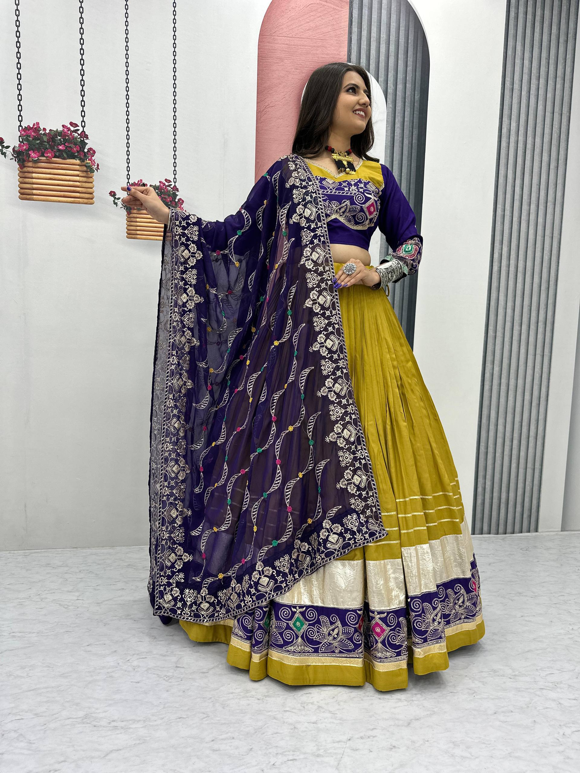Mustard Color Sequence Work Navratri Lehenga Choli