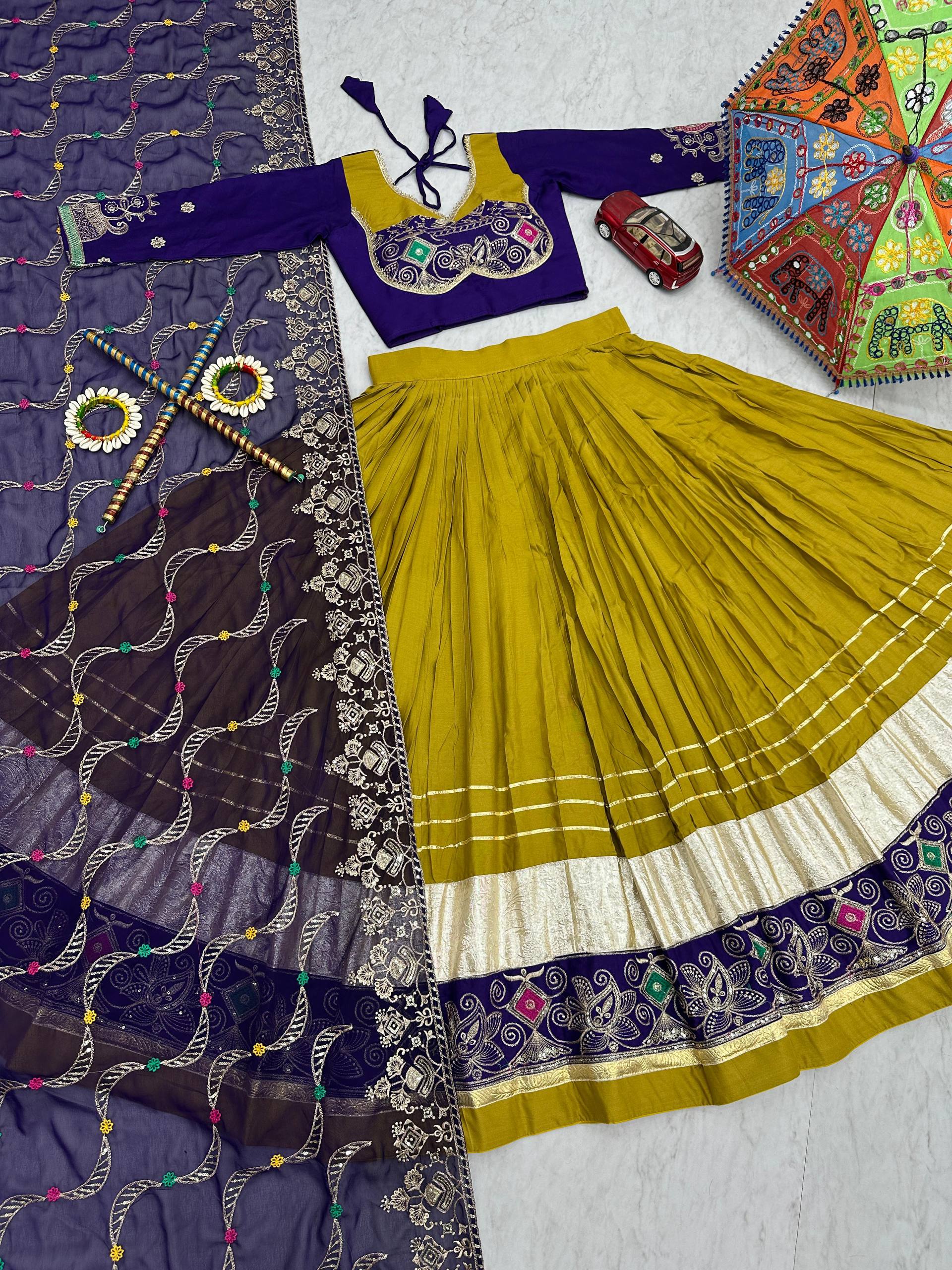 Mustard Color Sequence Work Navratri Lehenga Choli
