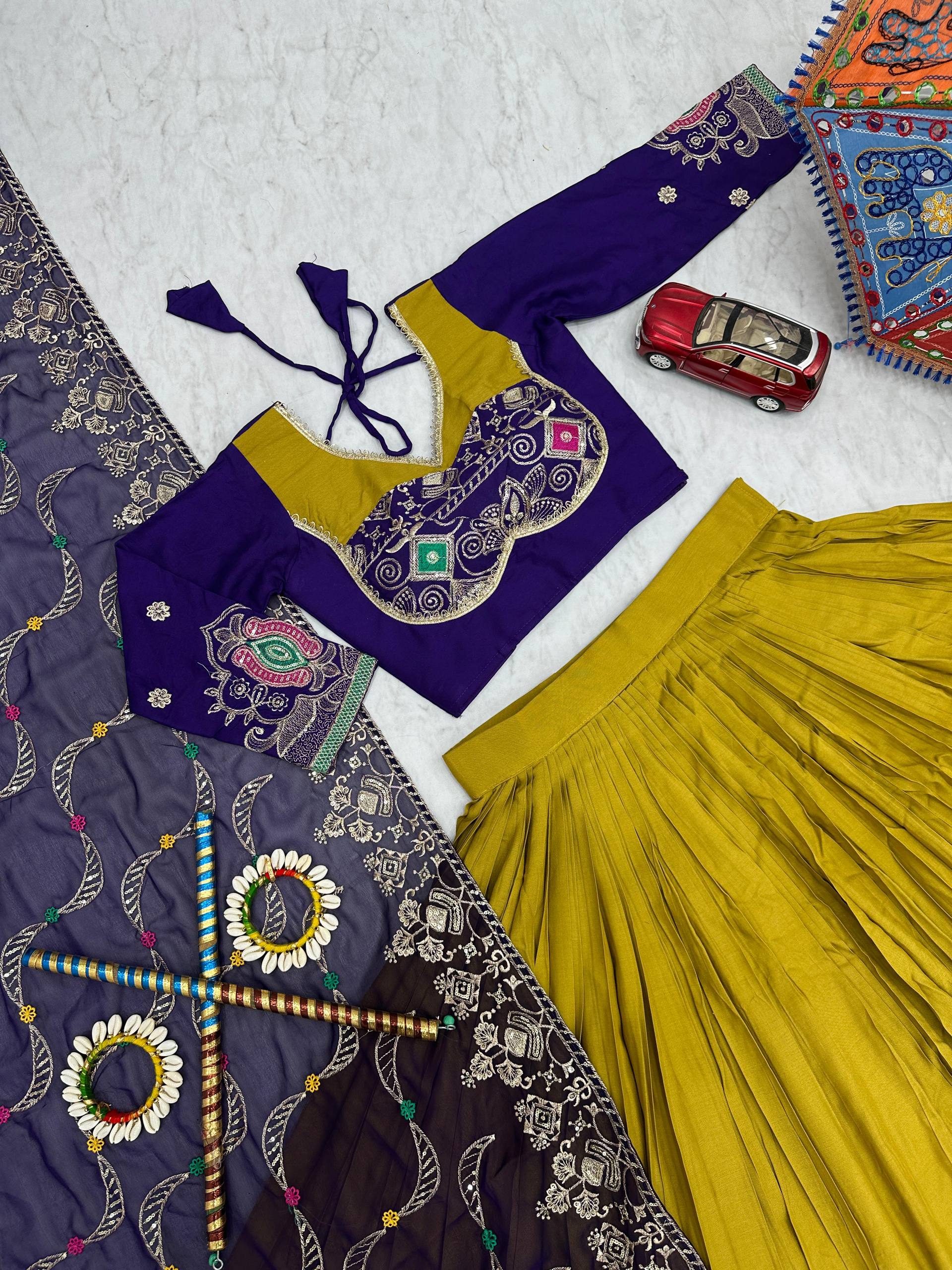 Mustard Color Sequence Work Navratri Lehenga Choli