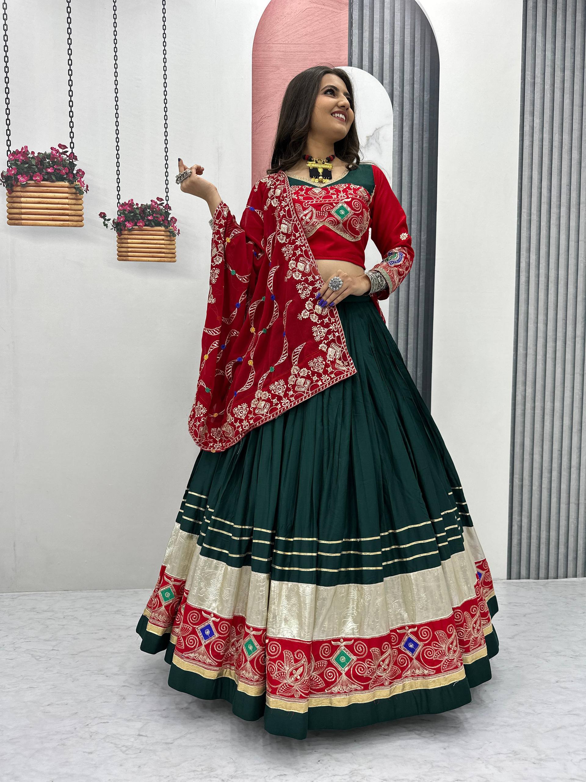 Green Color Sequence Work Navratri Lehenga Choli