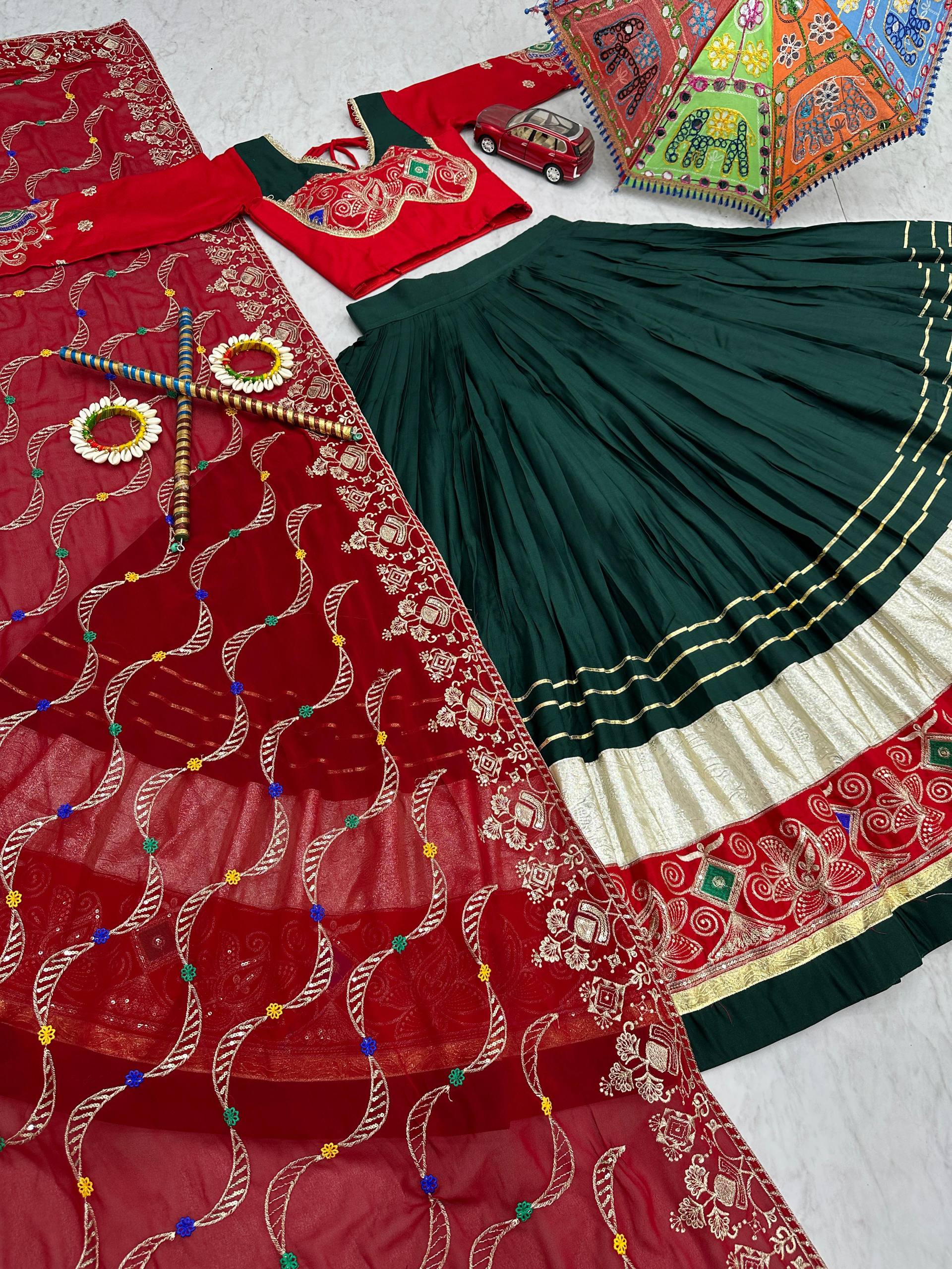 Green Color Sequence Work Navratri Lehenga Choli