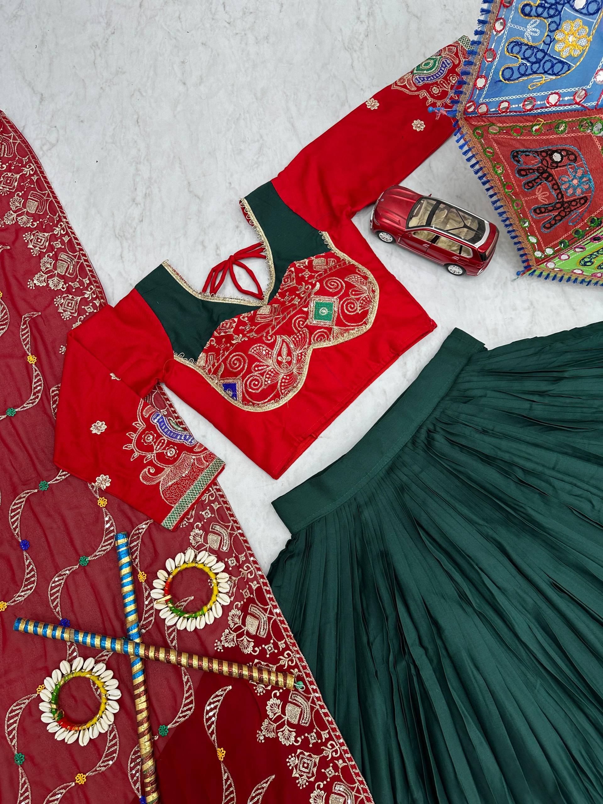 Green Color Sequence Work Navratri Lehenga Choli