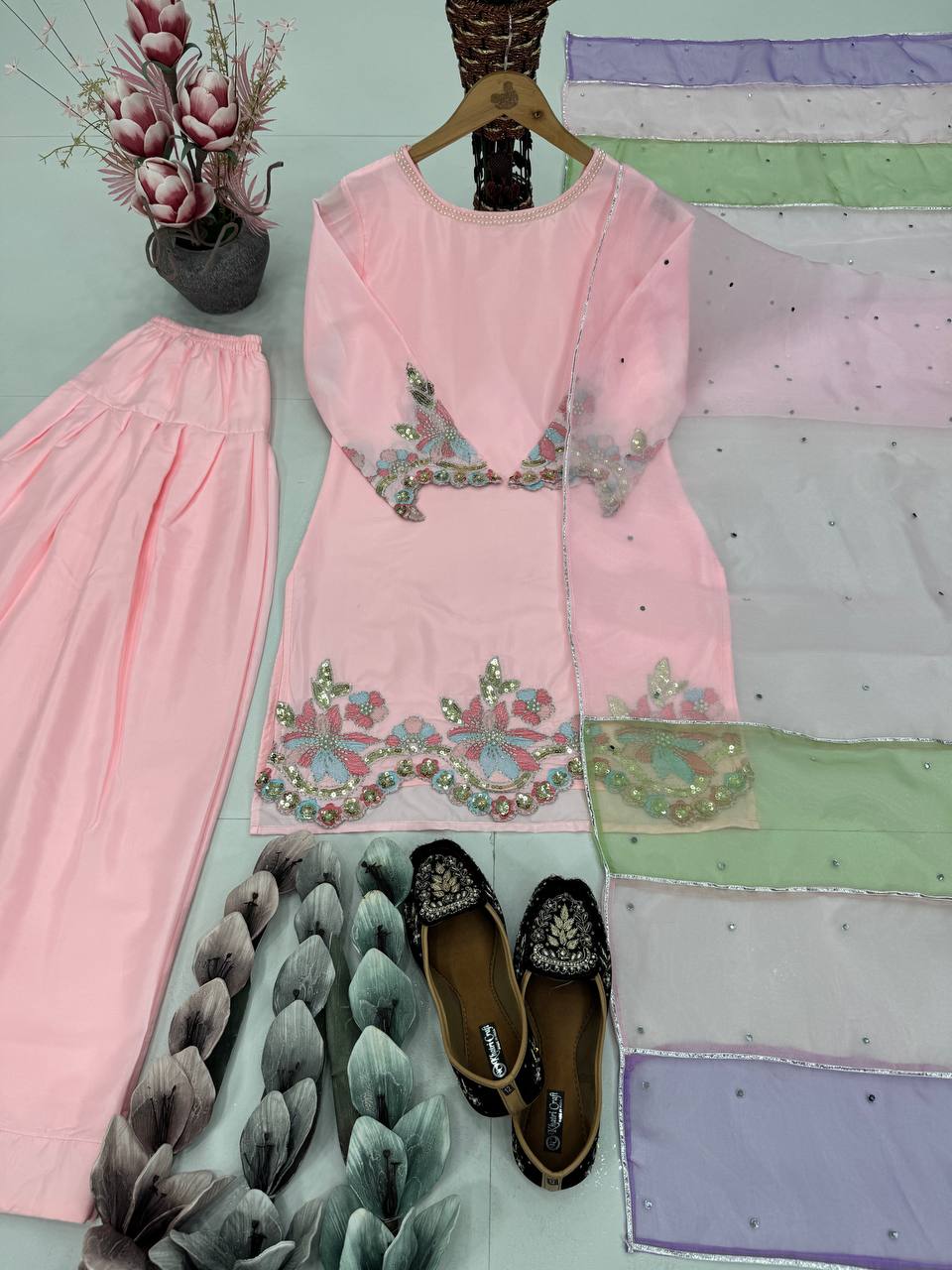 Peach Color Embroidered Fancy Salwar Suit – vastracloth