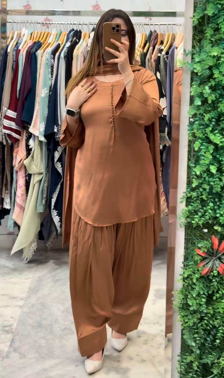 Brown Color Patiala Style Salwar Suit