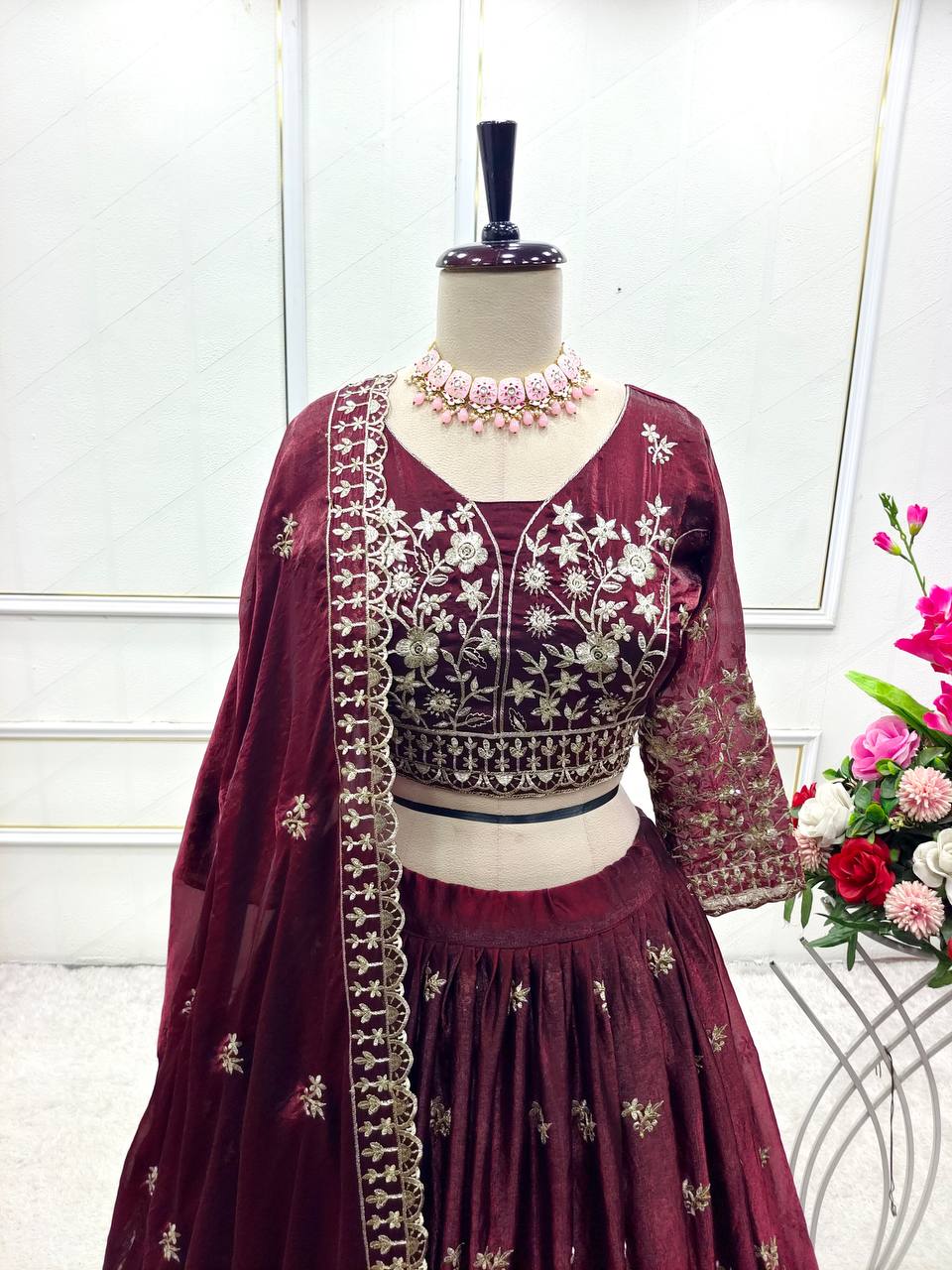 Maroon Color Sequence Work Marriage Special Lehenga Choli