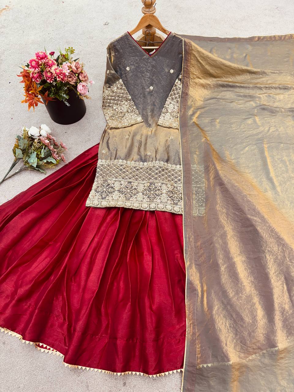 Beige Color Embroidery Work Lehenga Choli