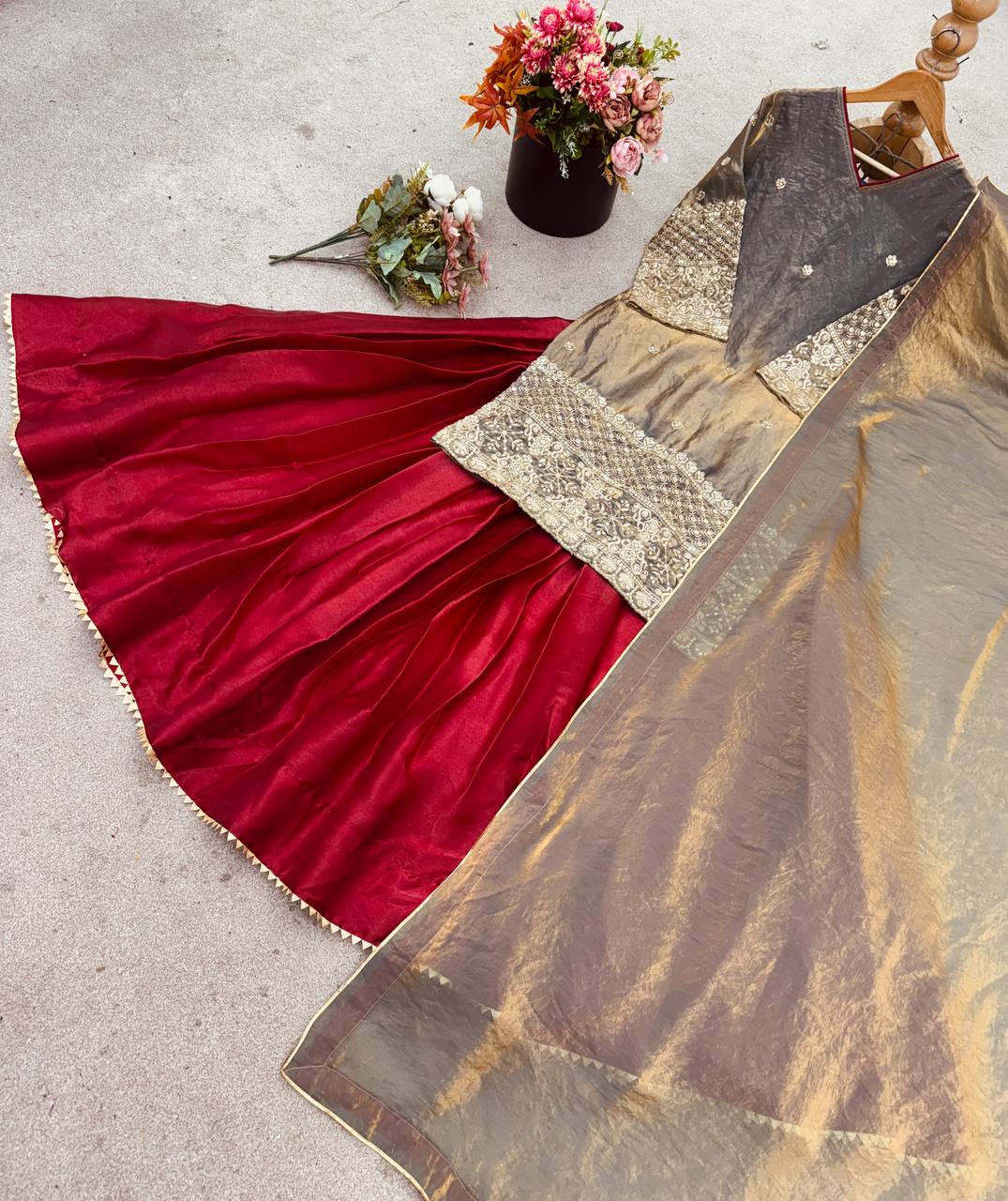 Beige Color Embroidery Work Lehenga Choli