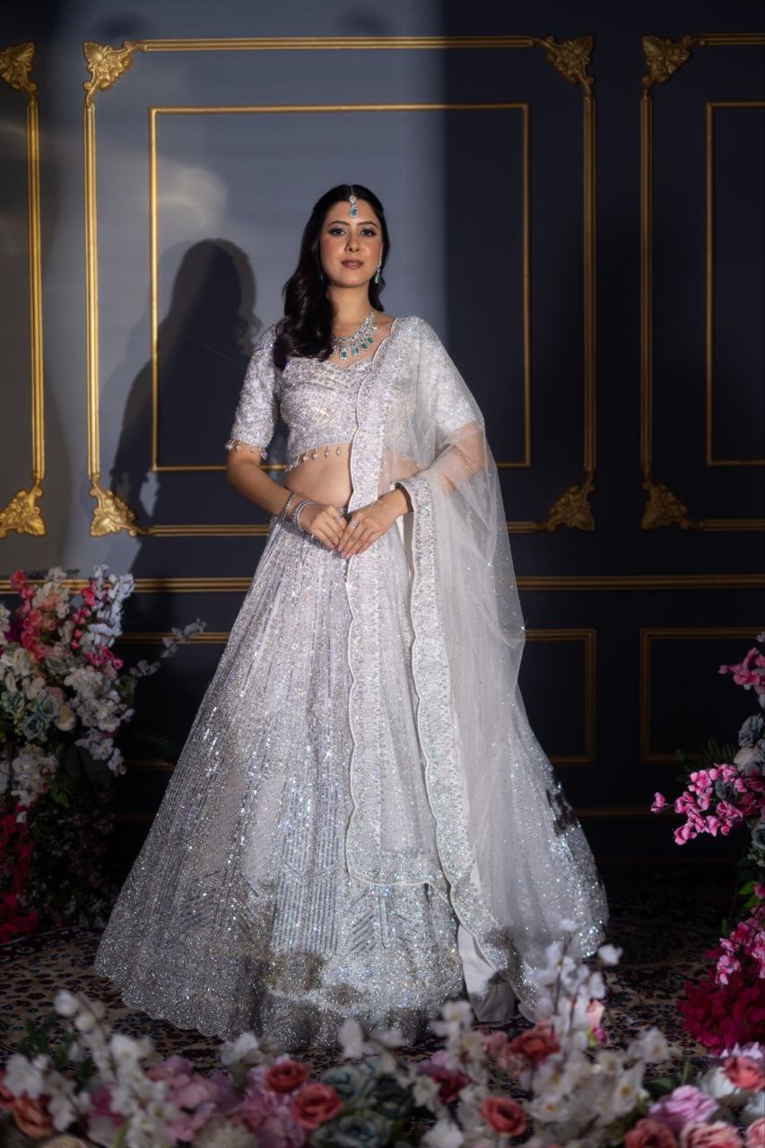 White Color Heavy Work Bridal Wear Lehenga Choli