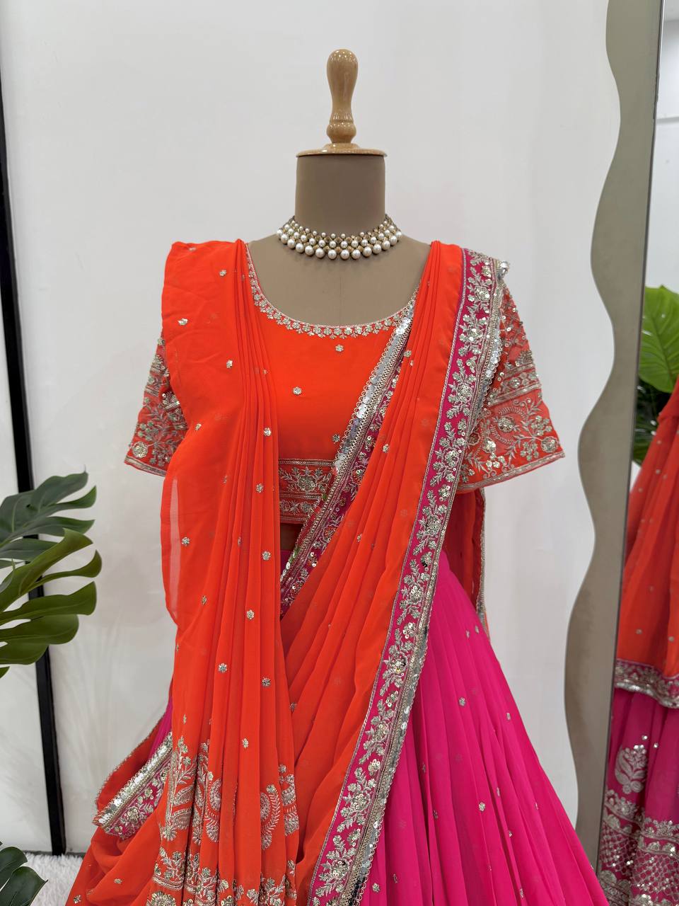 Bridal Wear Pink Color Heavy Work Lehenga Choli