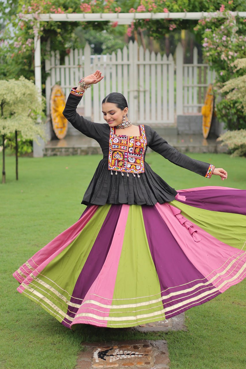 Navratri Special Attractive Pink & Wine Color Top With Lehenga