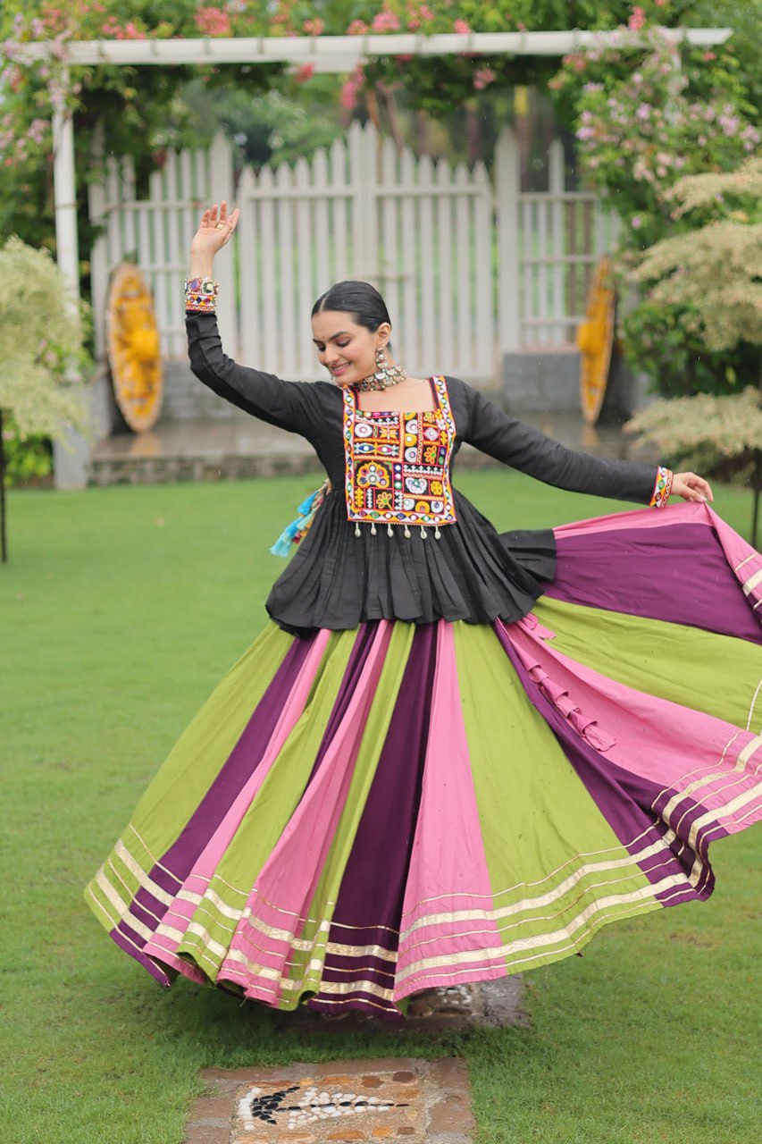 Navratri Special Attractive Pink & Wine Color Top With Lehenga