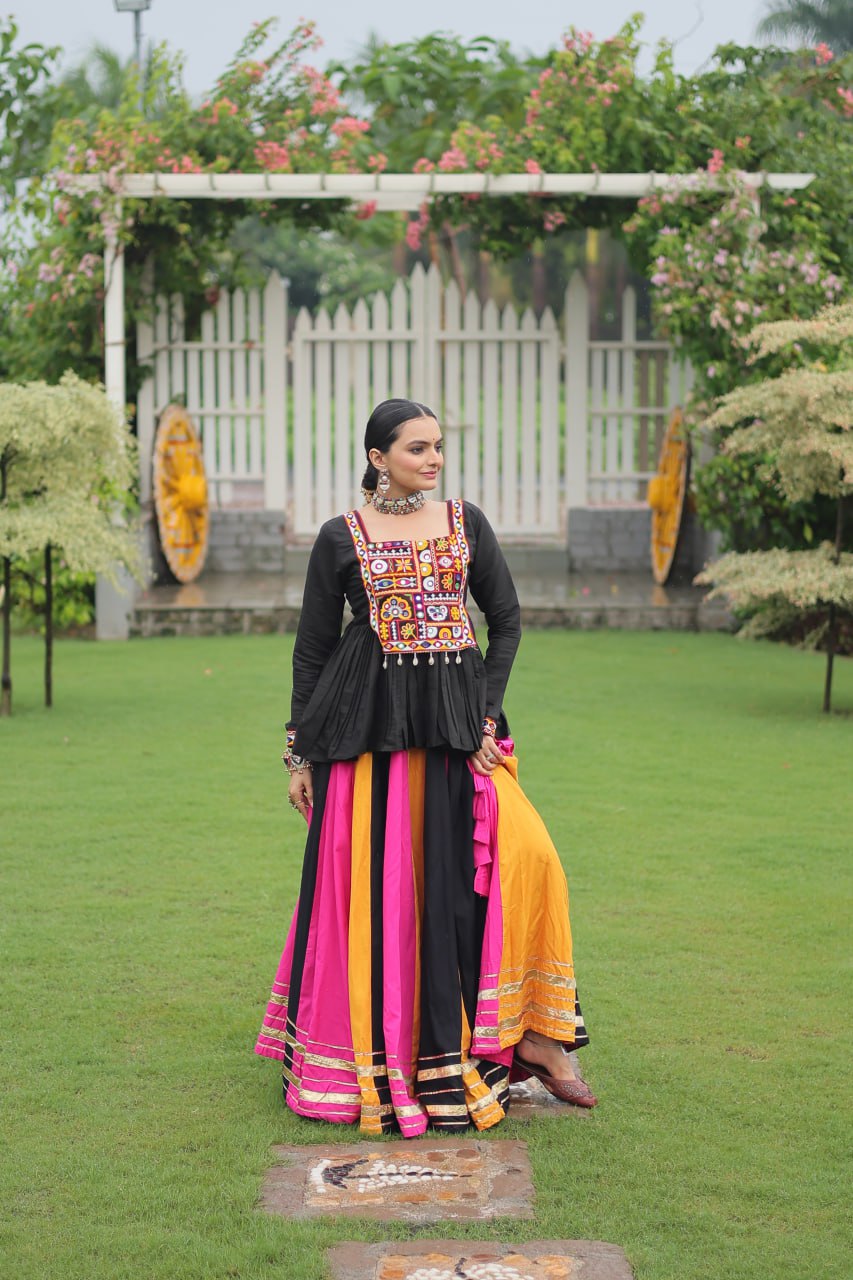 Navratri Special Attractive MultiColor Top With Lehenga