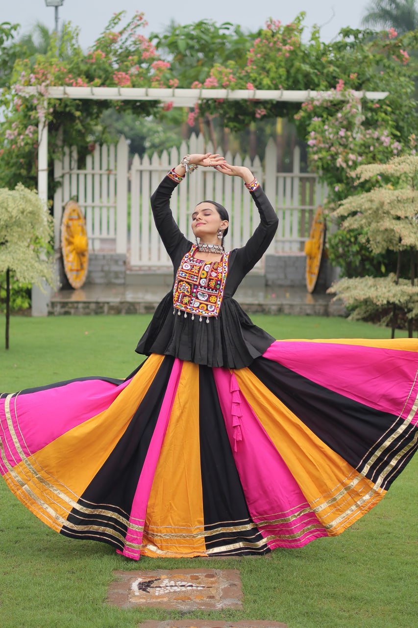 Navratri Special Attractive MultiColor Top With Lehenga