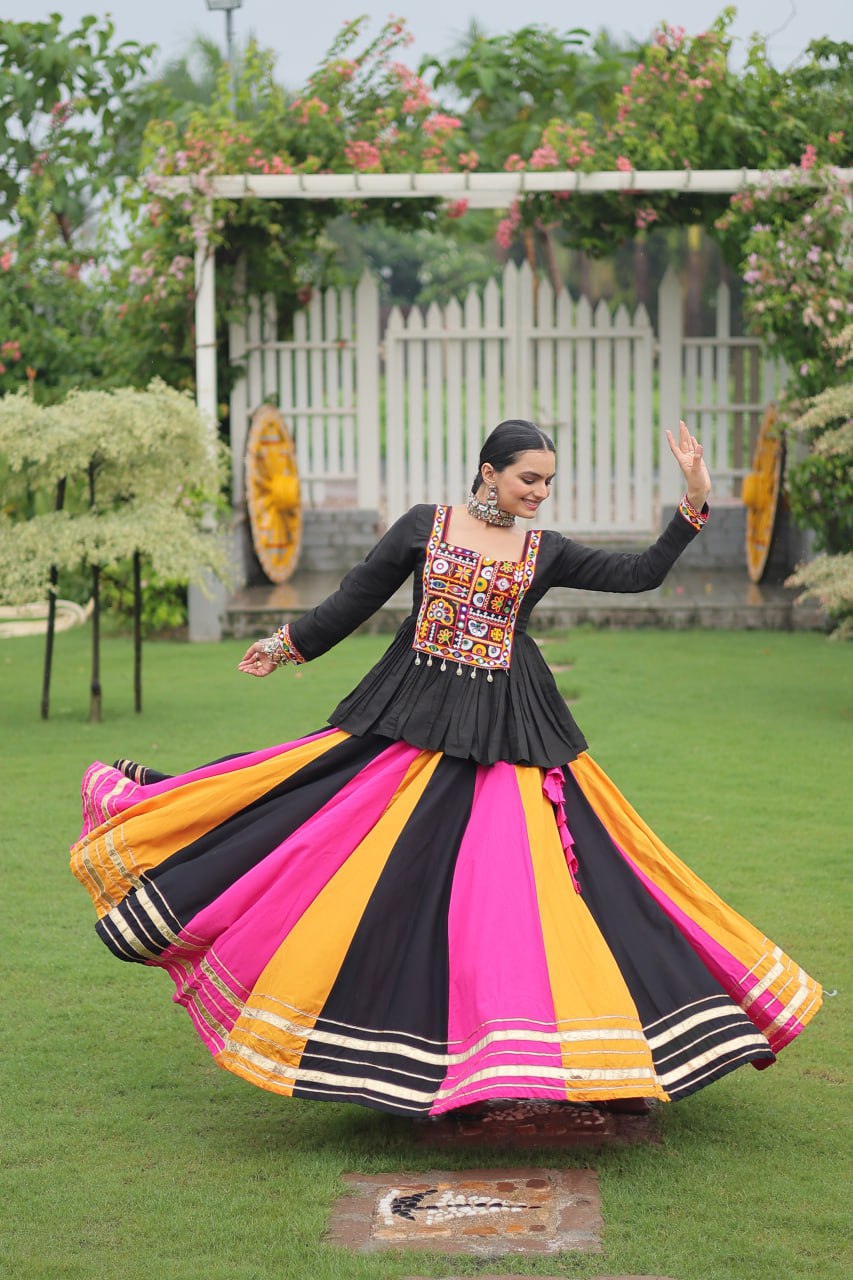 Navratri Special Attractive MultiColor Top With Lehenga