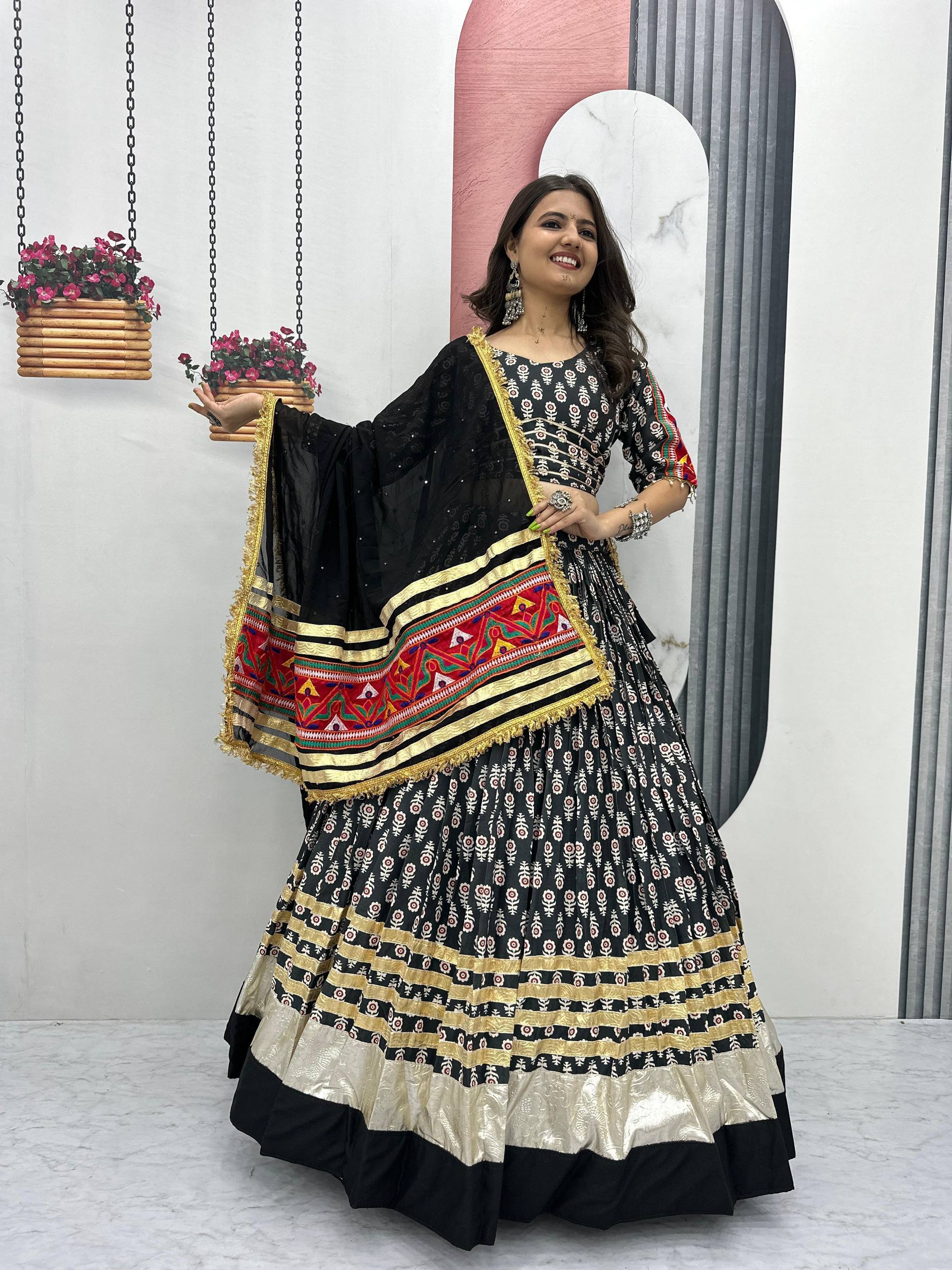 Indian Traditional Black Color Lehenga Choli For Navratri