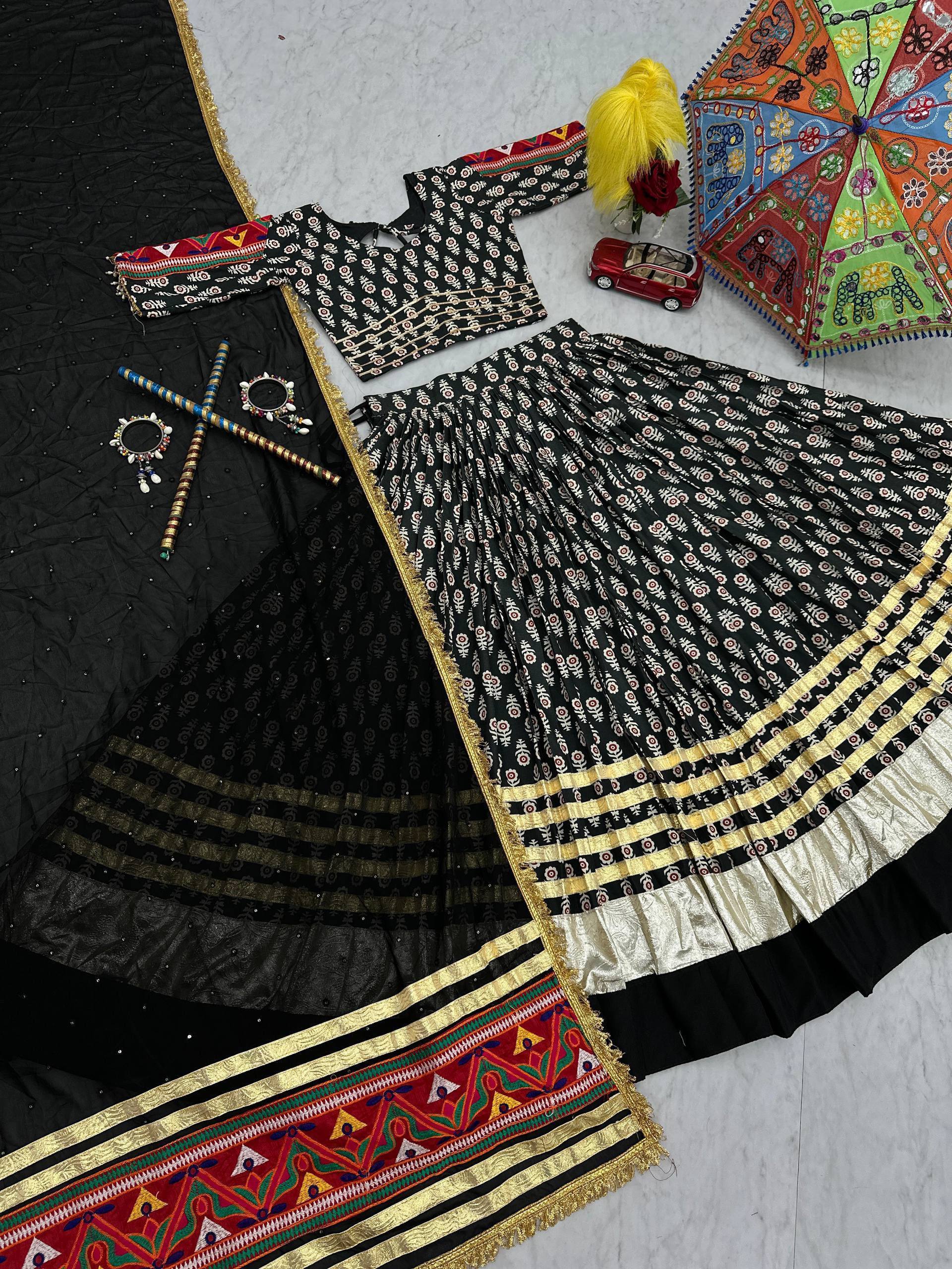 Indian Traditional Black Color Lehenga Choli For Navratri