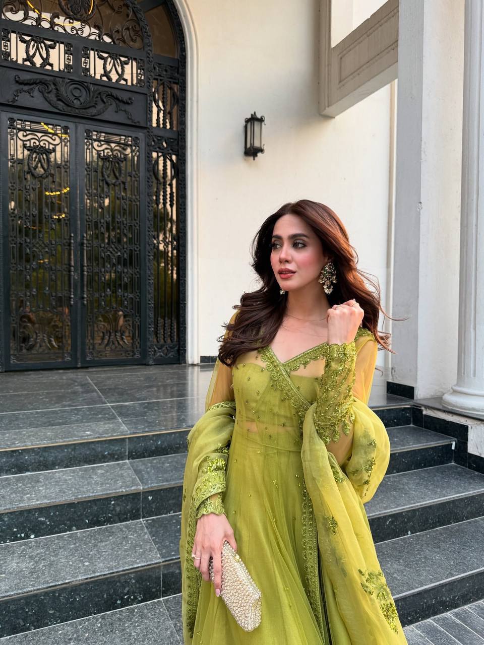 Sequence Work Lemon Color Kediya Style Shrug With Lehenga