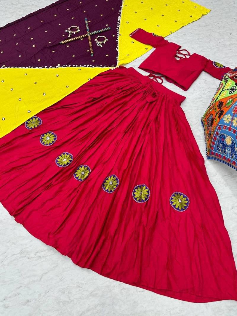 Thread Work Pink Color Navratri Special Lehenga Choli