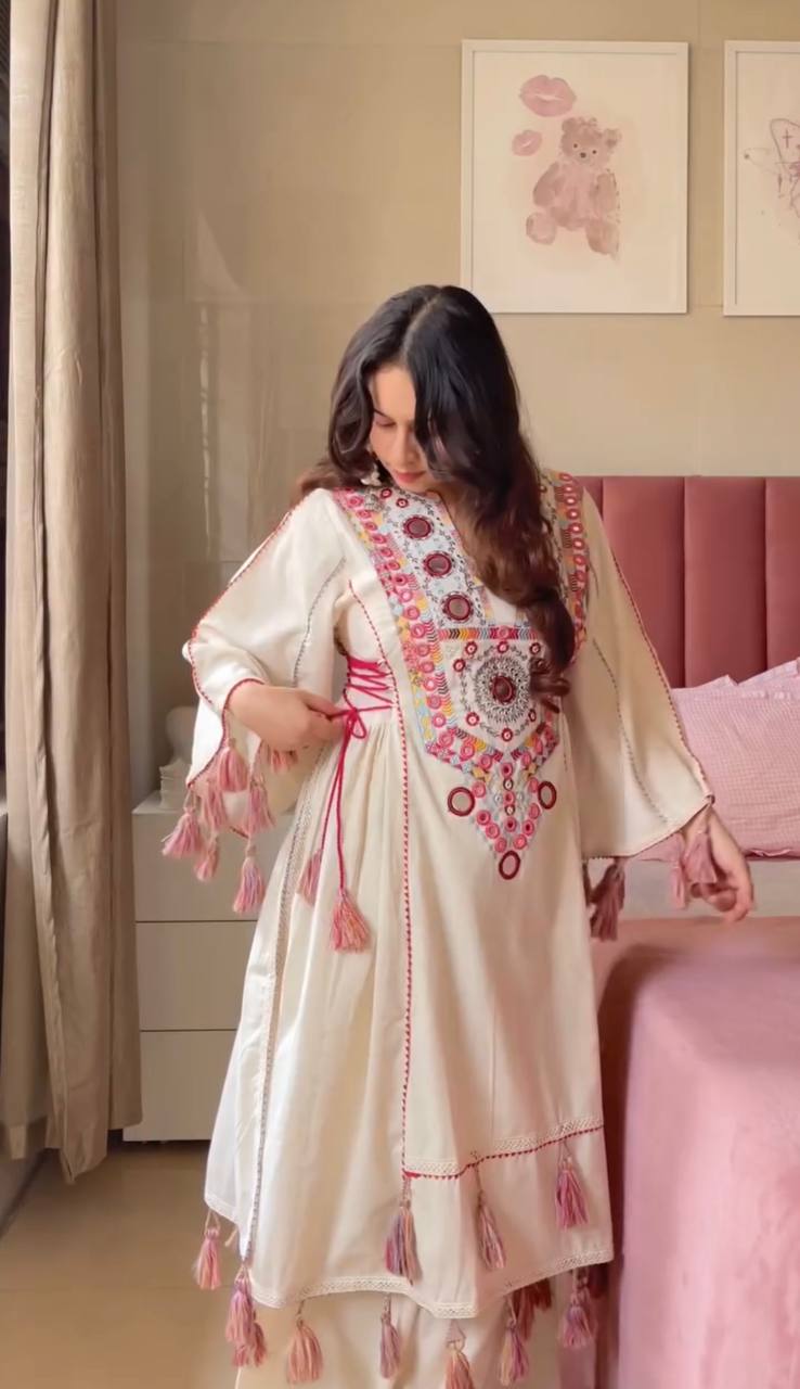Rakhi Special White Color Sequence Work Palazzo Set