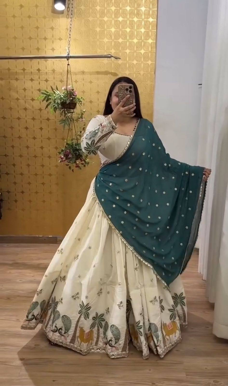Navratri Special Off White Color Sequence Work Lehenga Choli