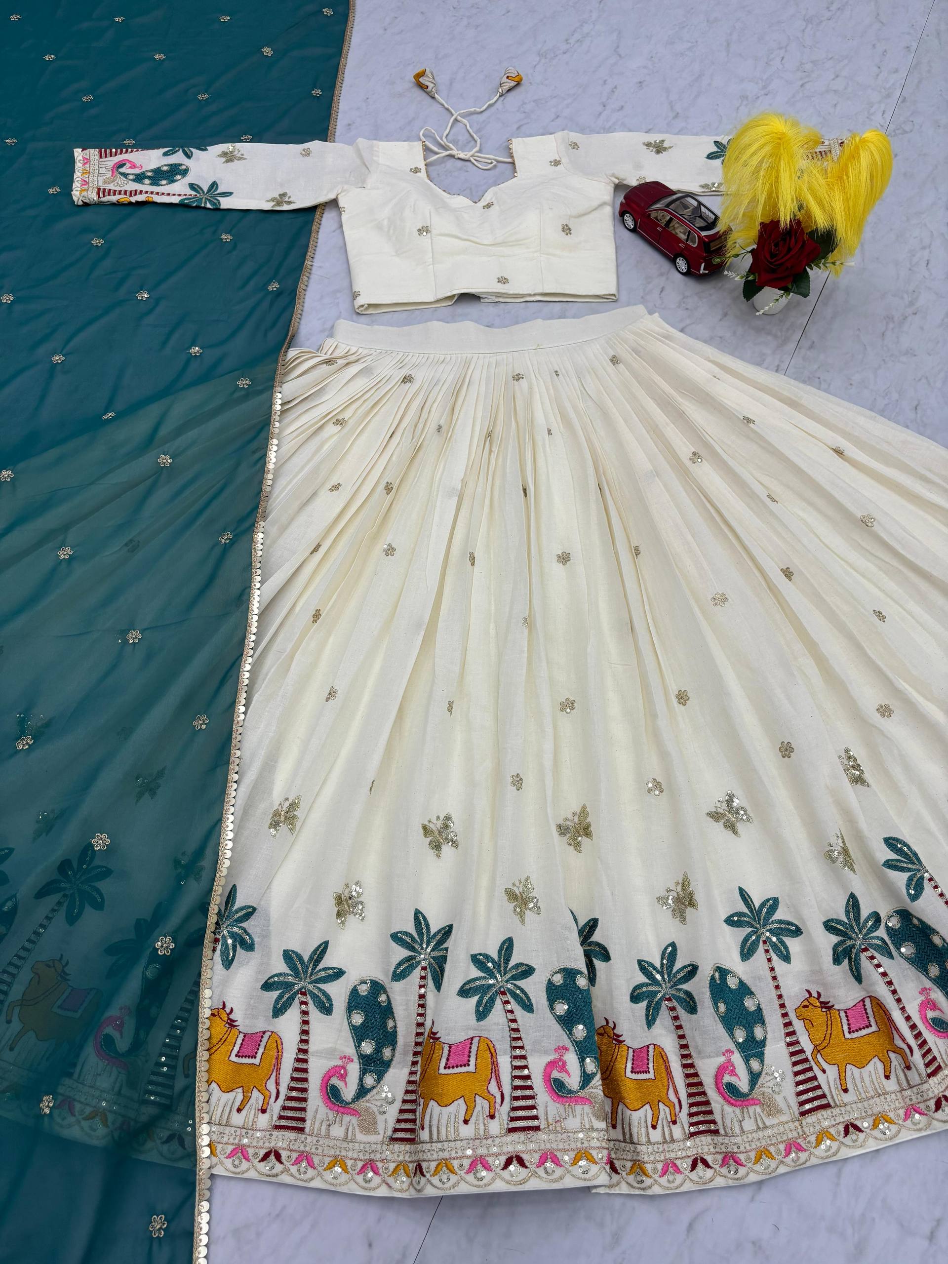Navratri Special Off White Color Sequence Work Lehenga Choli
