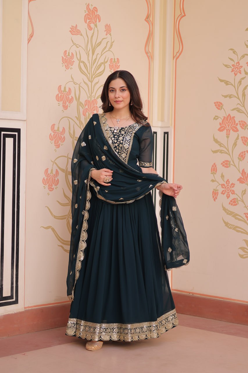 Rama Color Embroidery Work Luxuriant Designer Gown