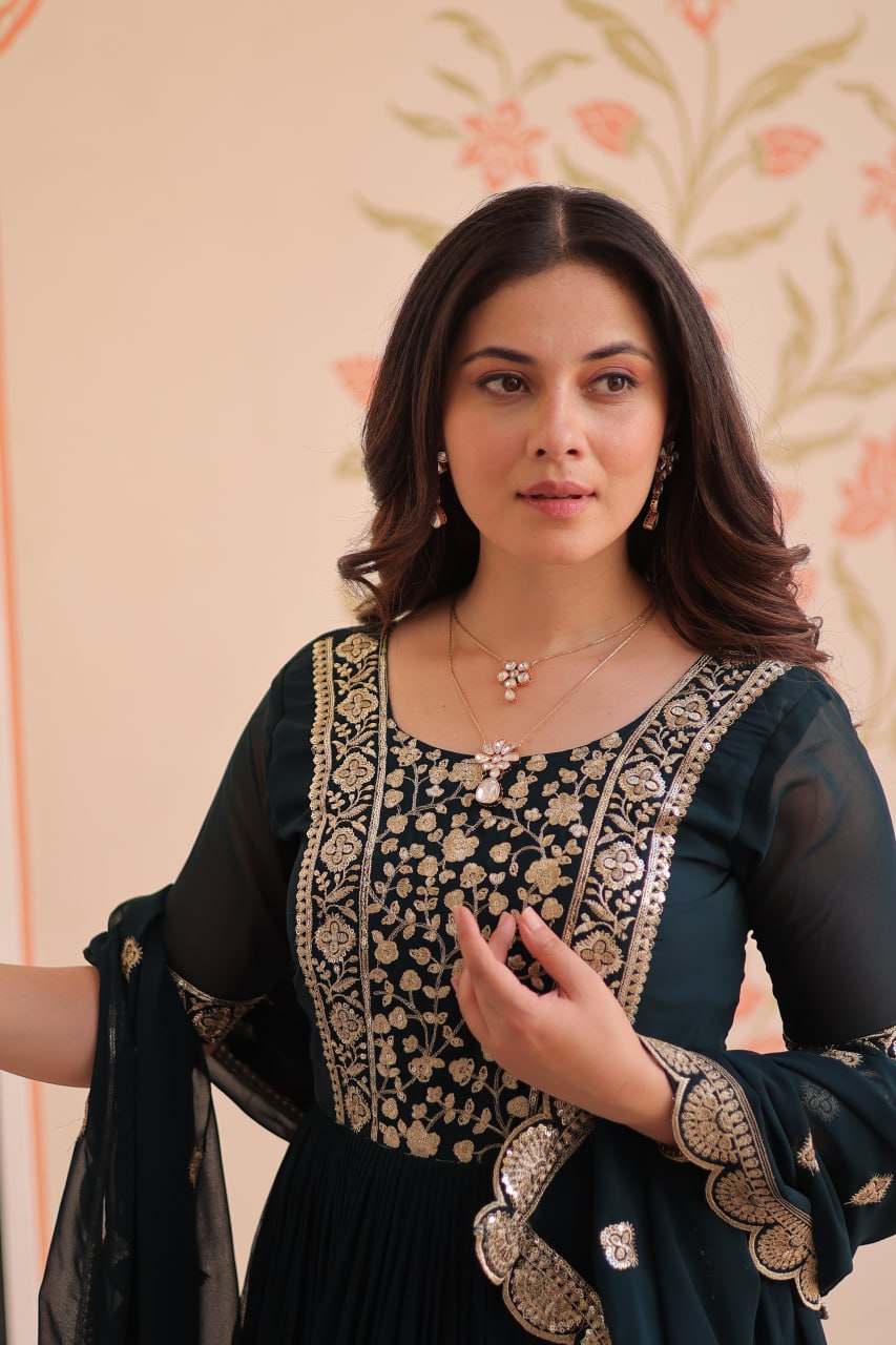 Rama Color Embroidery Work Luxuriant Designer Gown