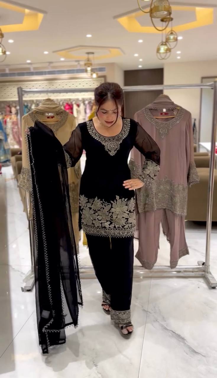 Black Color Fully Stitched Sequence Work Salwar Suit