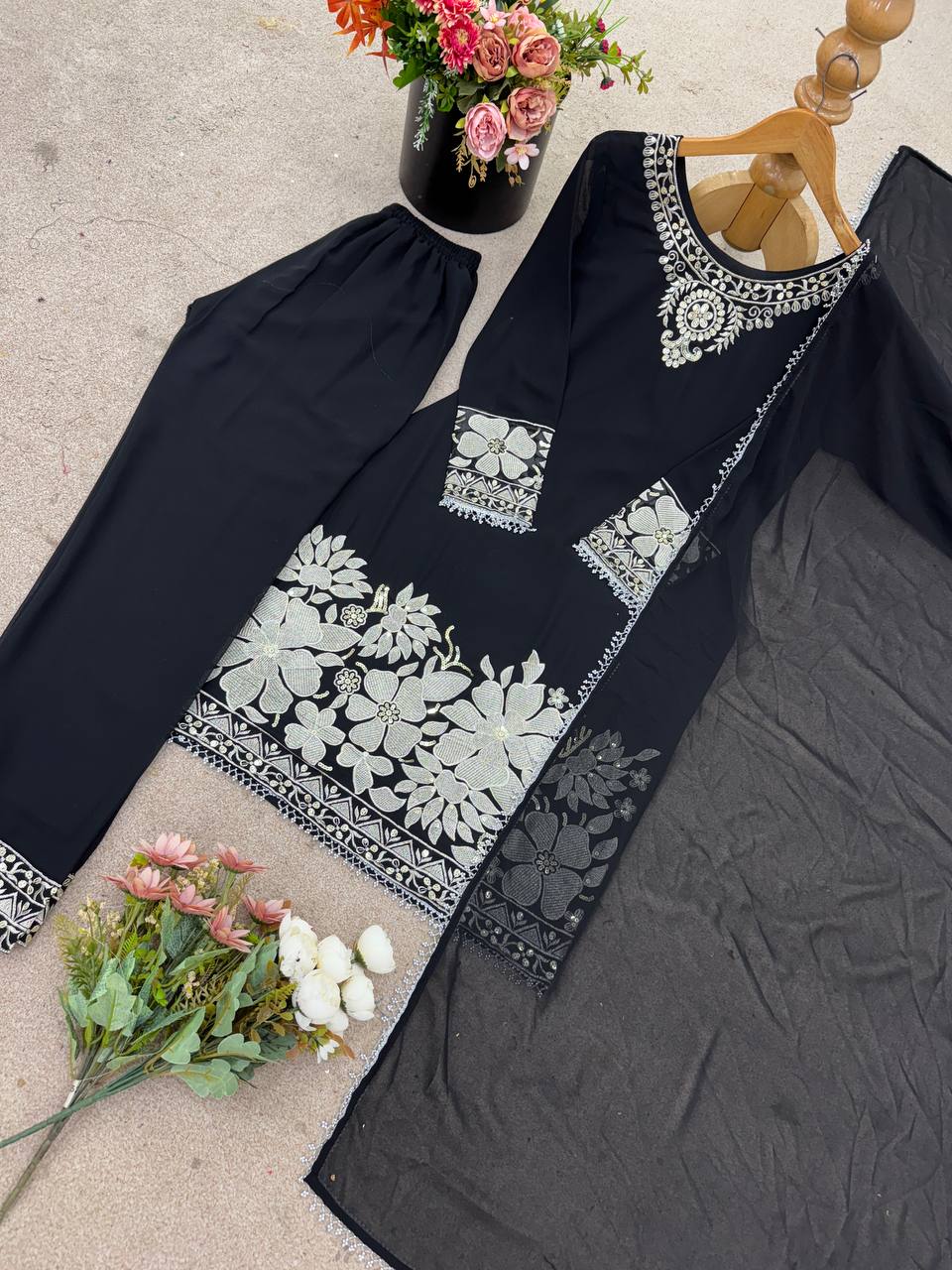 Black Color Fully Stitched Sequence Work Salwar Suit