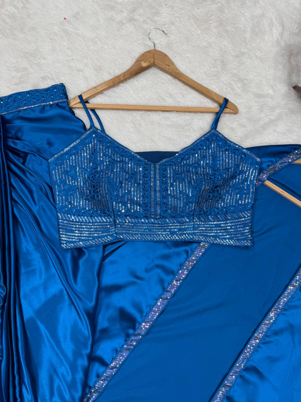 Blissful Blue Color Dhoti Suit With Shrug