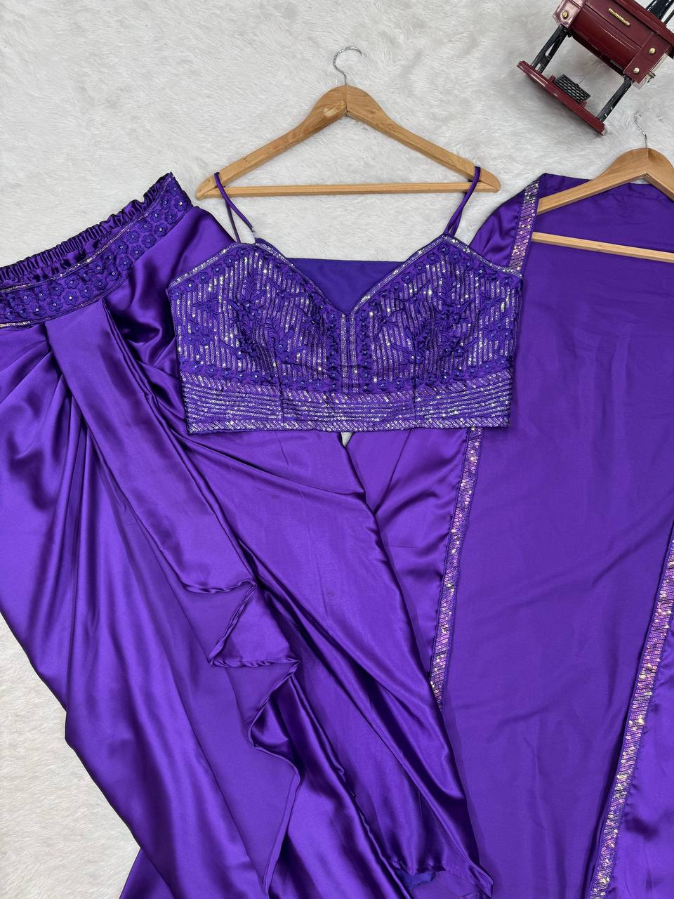 Blissful Purple Color Dhoti Suit With Shrug