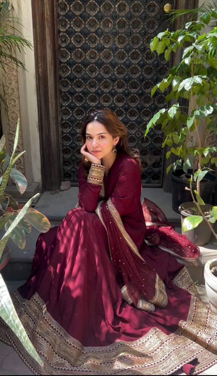 Designer Function Wear Wine Color Exclusive Gown