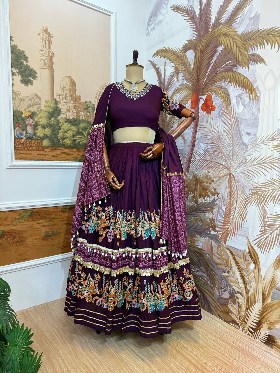 Awesome Teal Blue Rayon With Foil Print Lehenga Choli