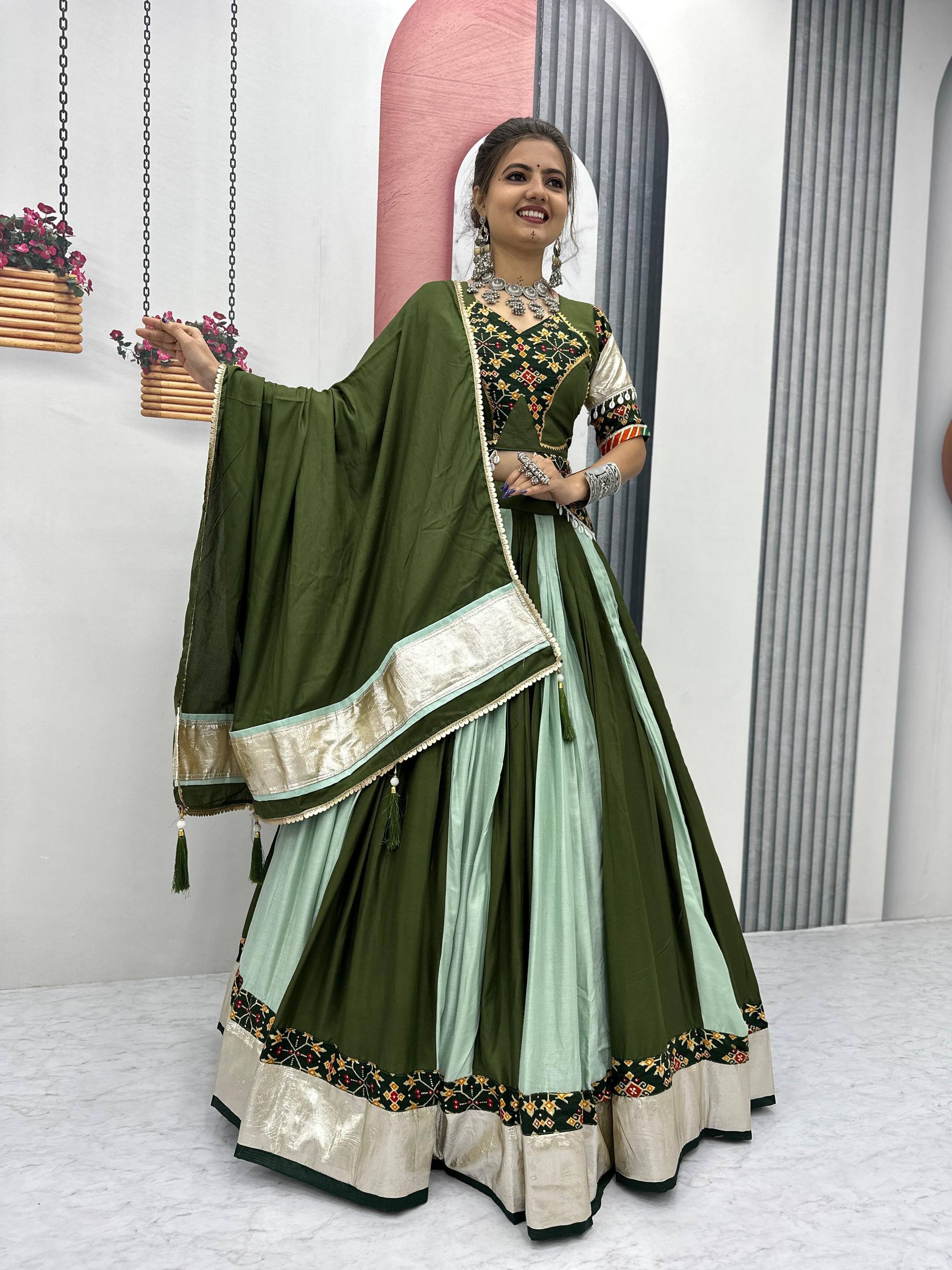 Navratri Collection Glorious Purple Cotton Ribbon Work Lehenga
