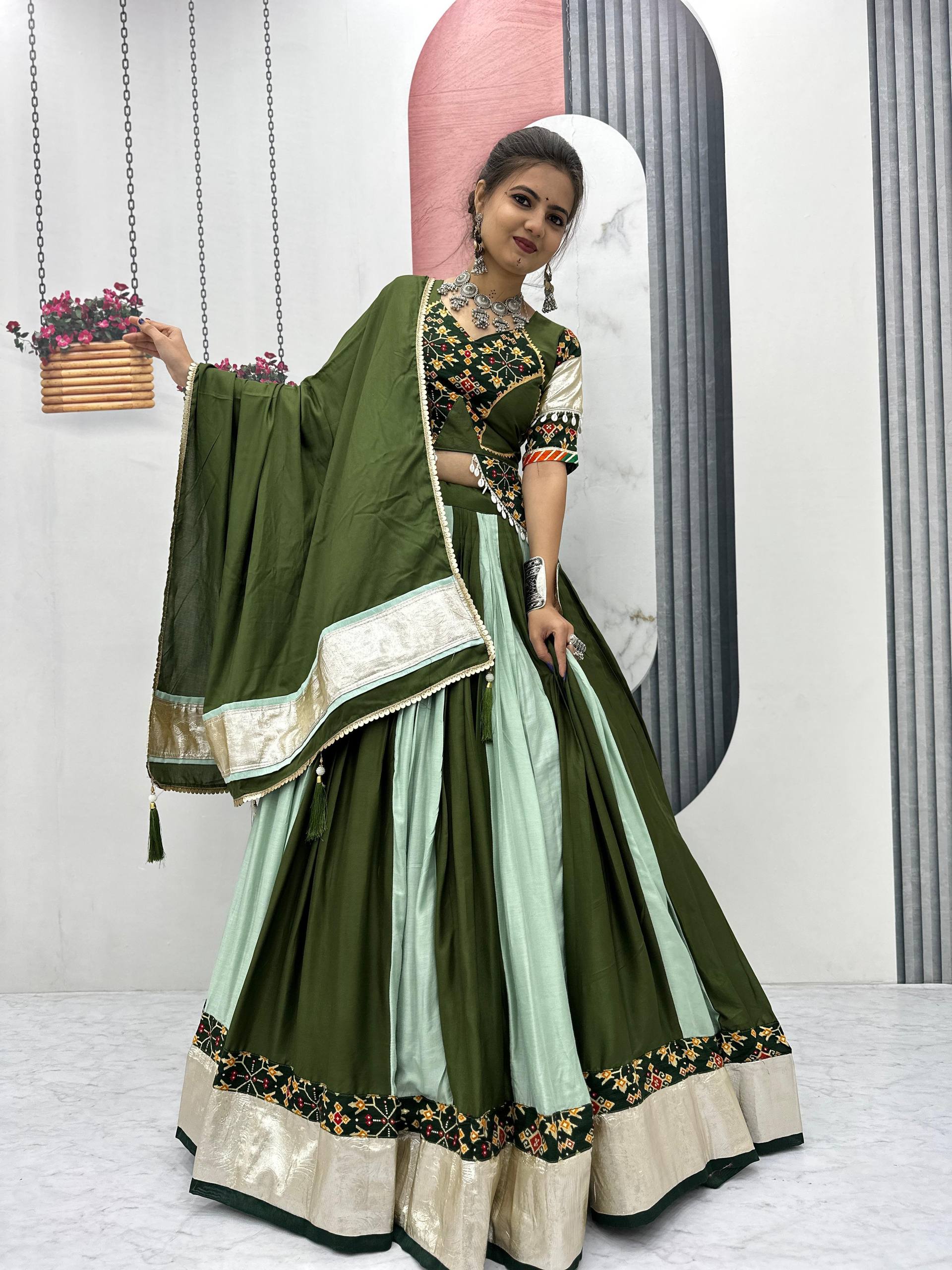 Navratri Collection Glorious Purple Cotton Ribbon Work Lehenga
