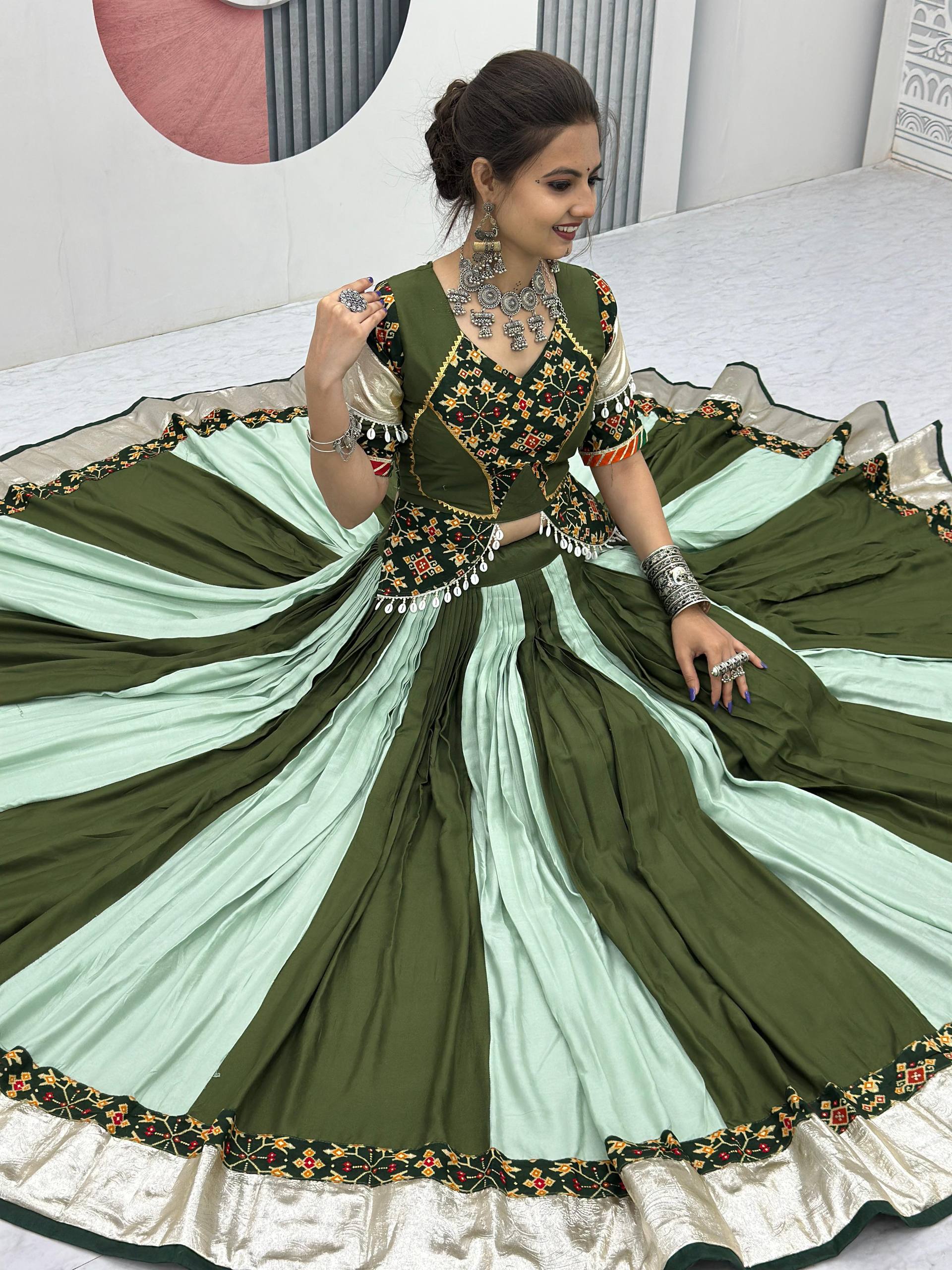 Navratri Collection Glorious Purple Cotton Ribbon Work Lehenga