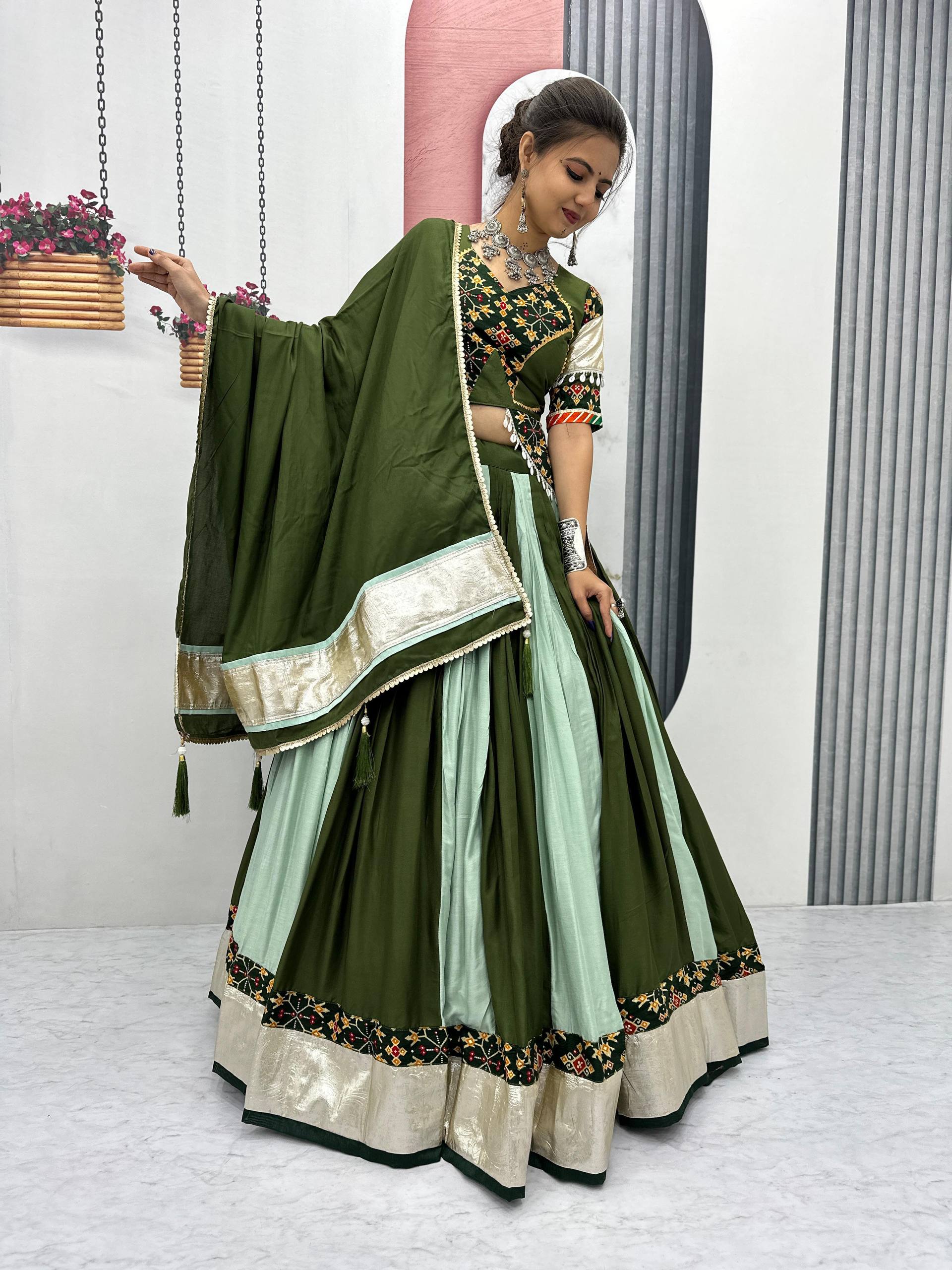Navratri Collection Glorious Purple Cotton Ribbon Work Lehenga