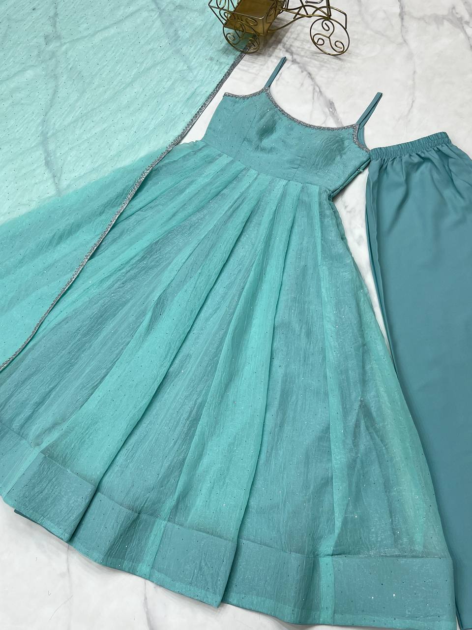 Sky Blue Color Siroski Work Outstanding Anarkali Gown