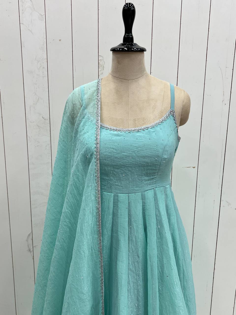 Sky Blue Color Siroski Work Outstanding Anarkali Gown