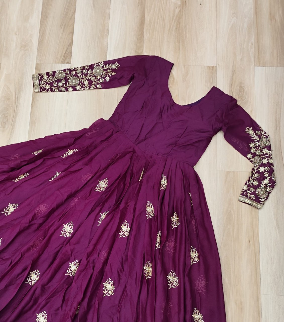 Attractive Pink Georgette Embroidery Work Gown