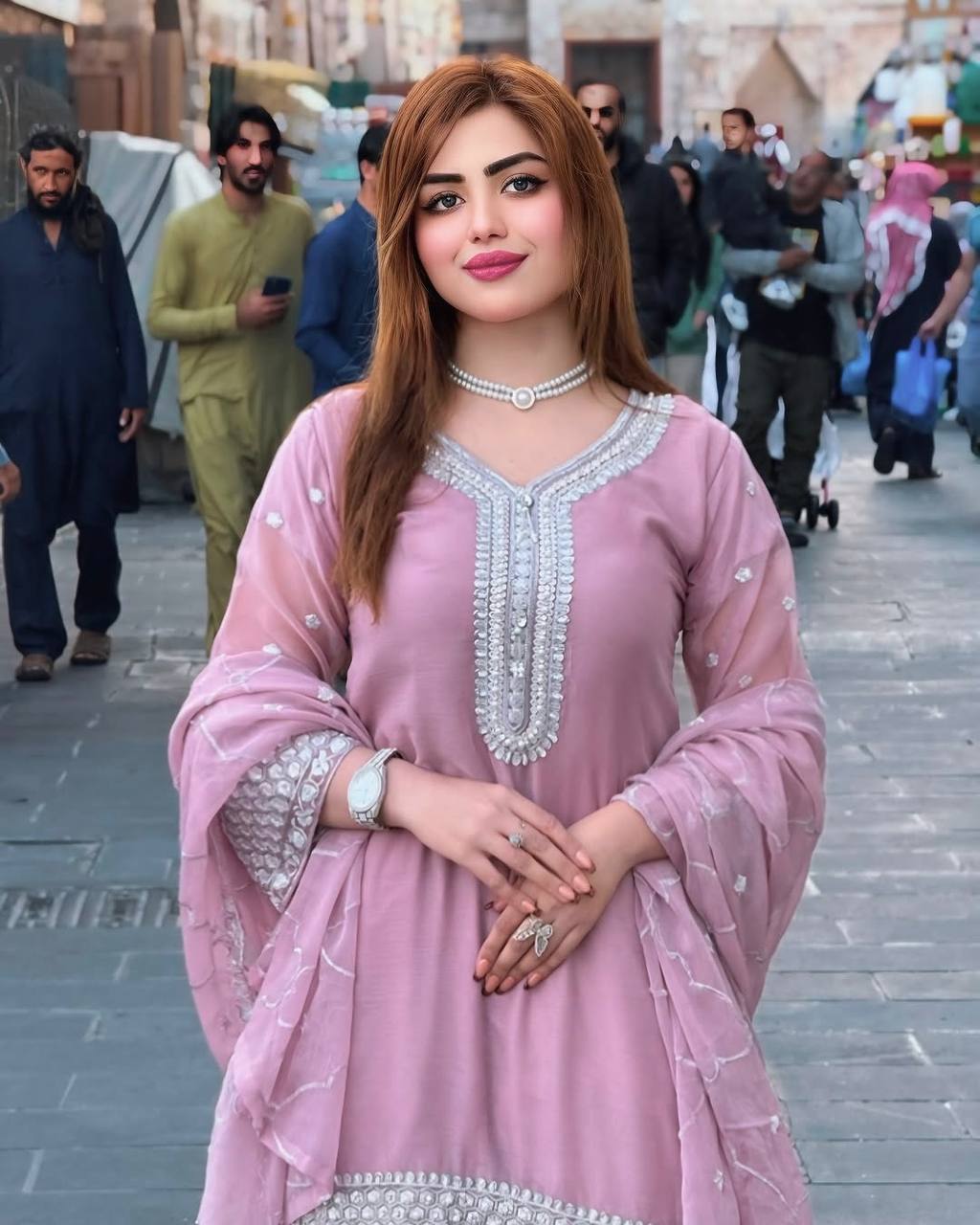Alluring Pink Georgette Embroidery Plazzo Suit