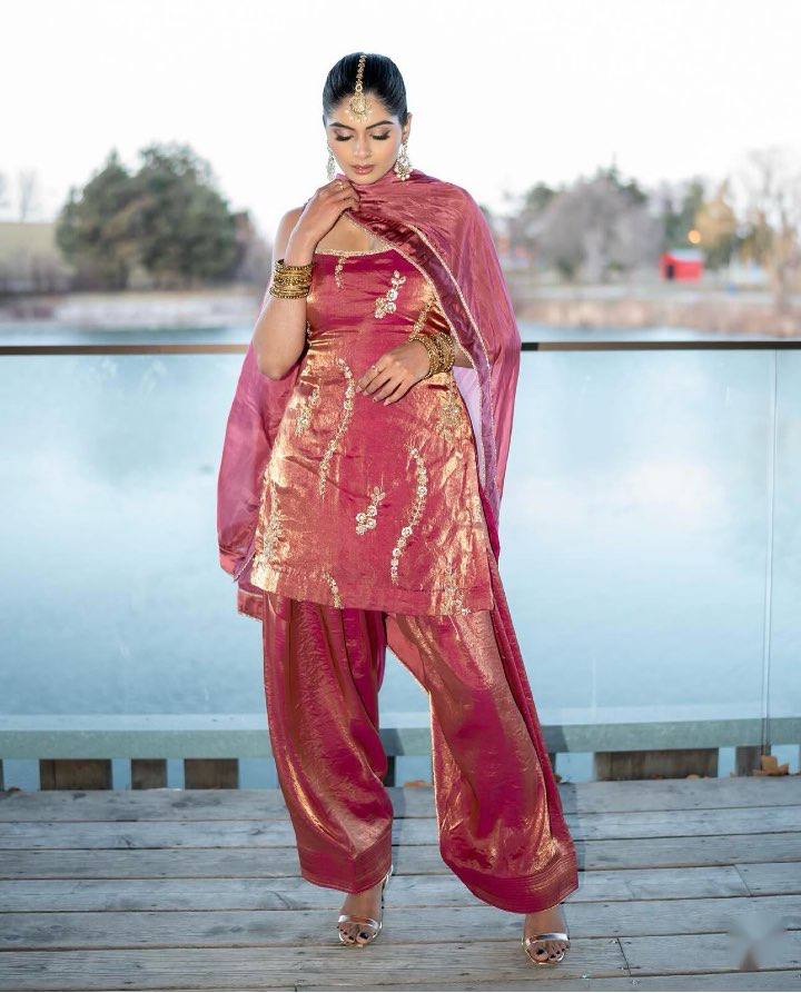 Attractive Pink Fendy Silk Sequence Work Farshi Suit
