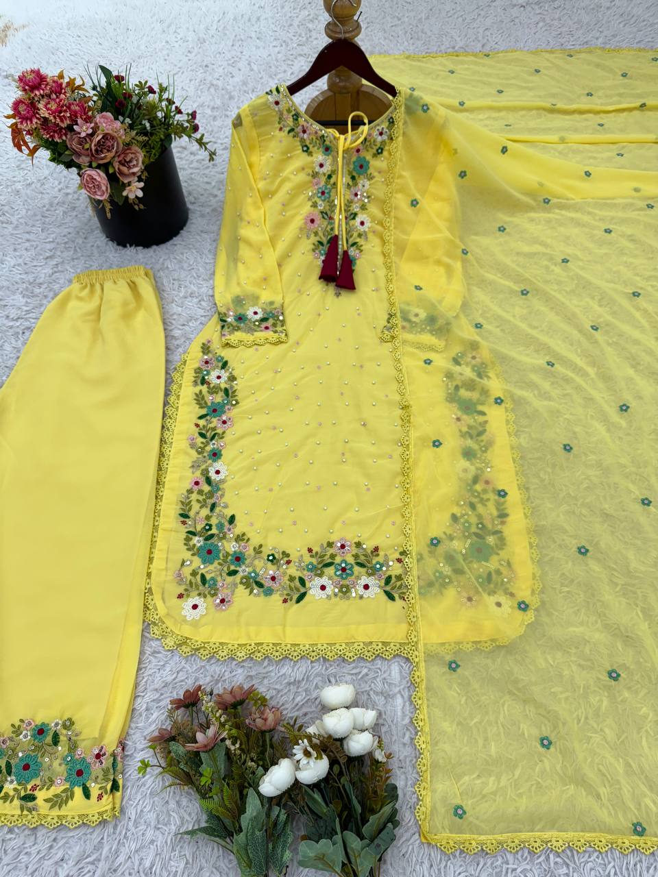 Yellow Color Marvelous Sequence Work Punjabi Suit