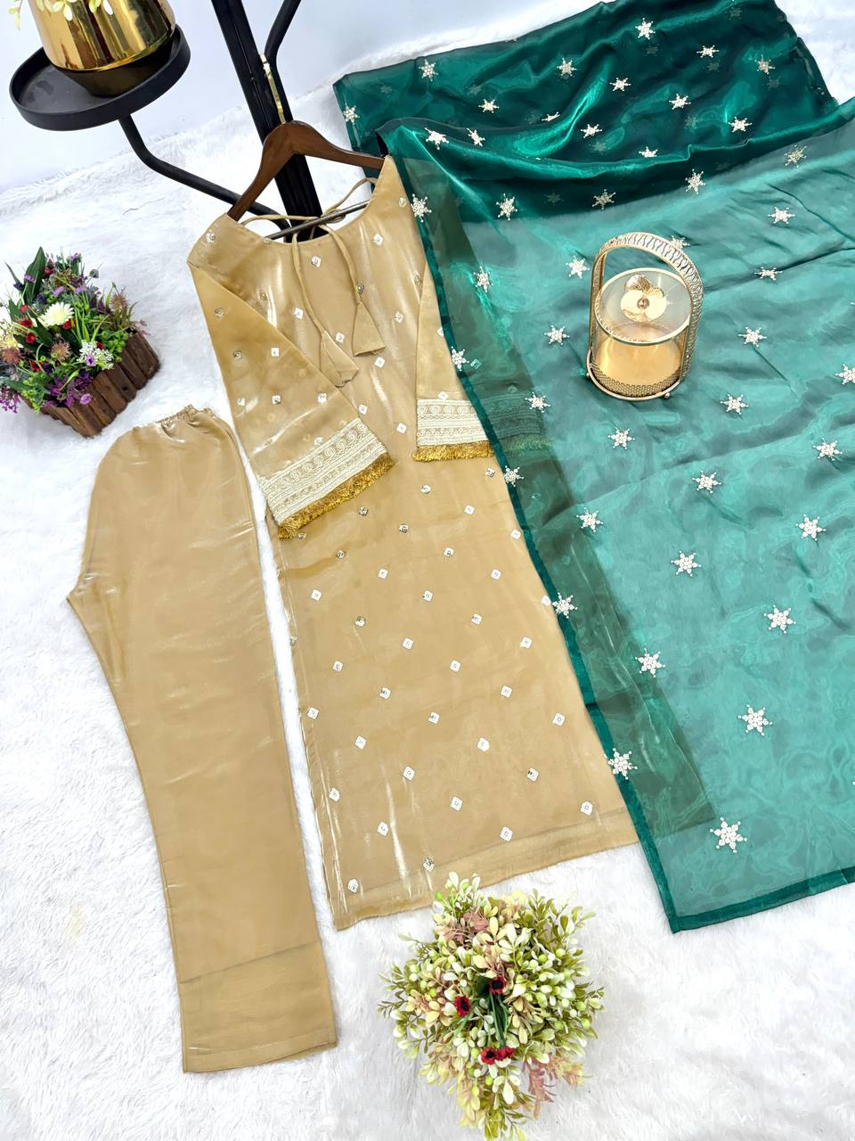 Gorgeous Gold Choo Silk Embroidery Work Kurti