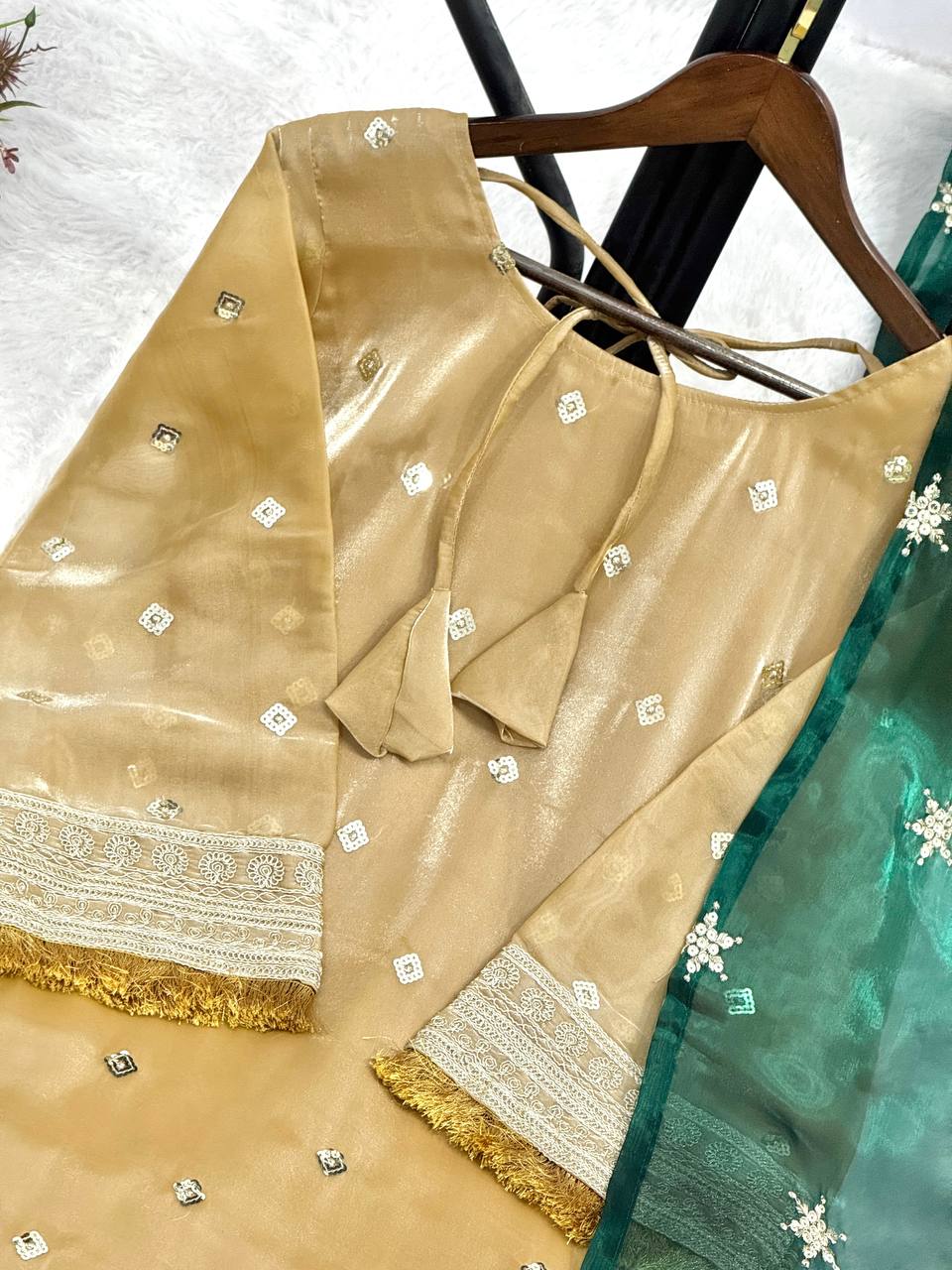 Gorgeous Gold Choo Silk Embroidery Work Kurti