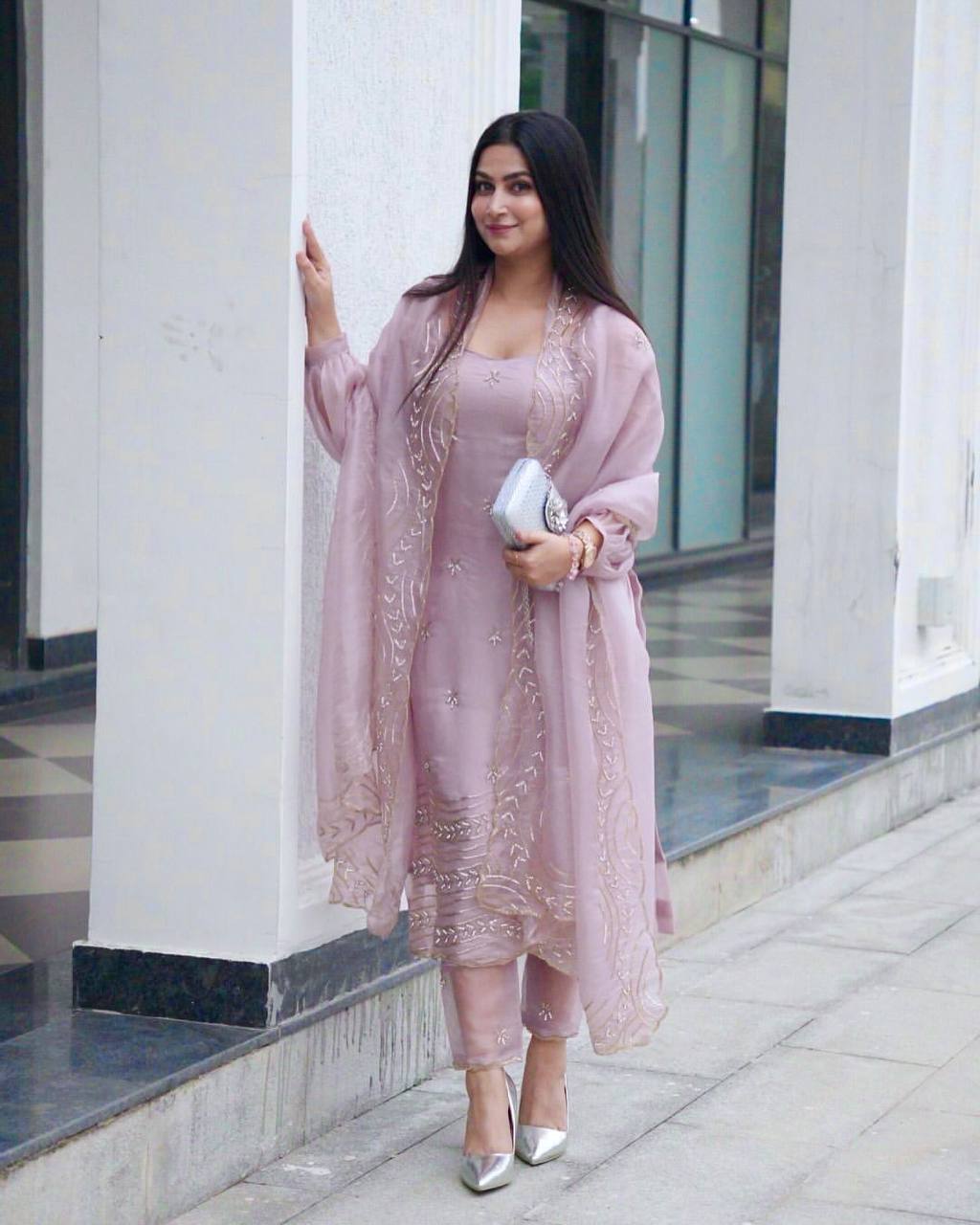 Gorgeous Pink Silk Embroidery Work Kurti
