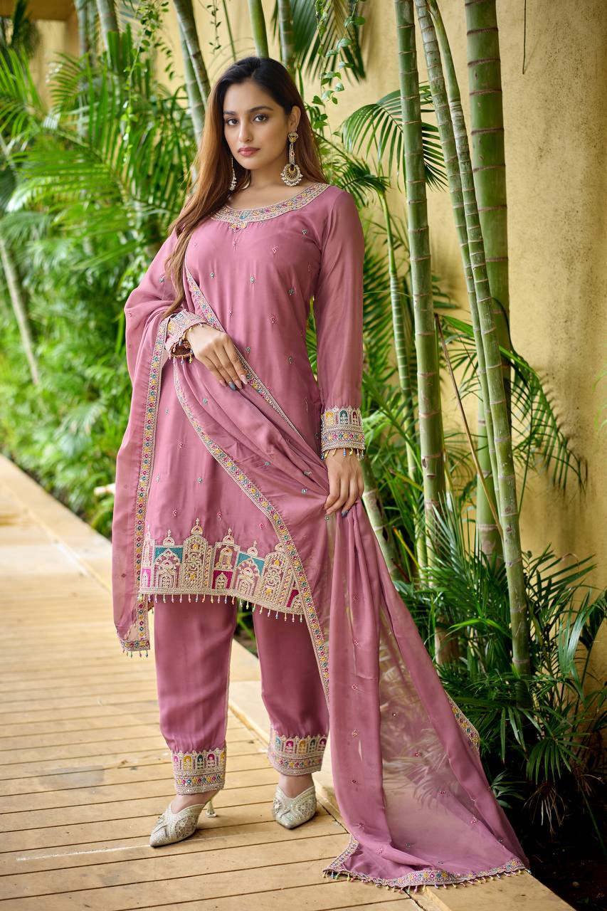 Ravishing Pink Organza Work Salwar Suit