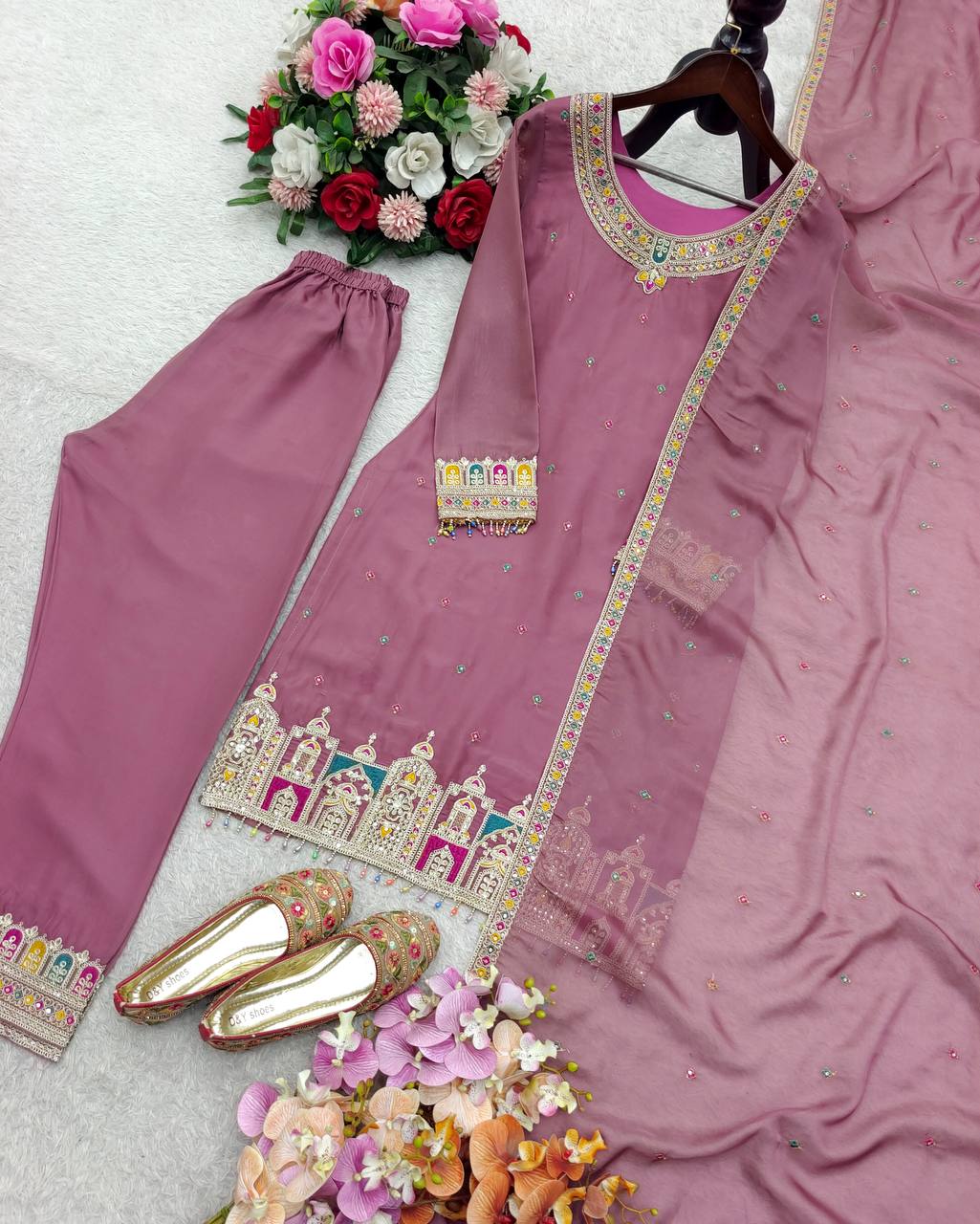 Ravishing Pink Organza Work Salwar Suit