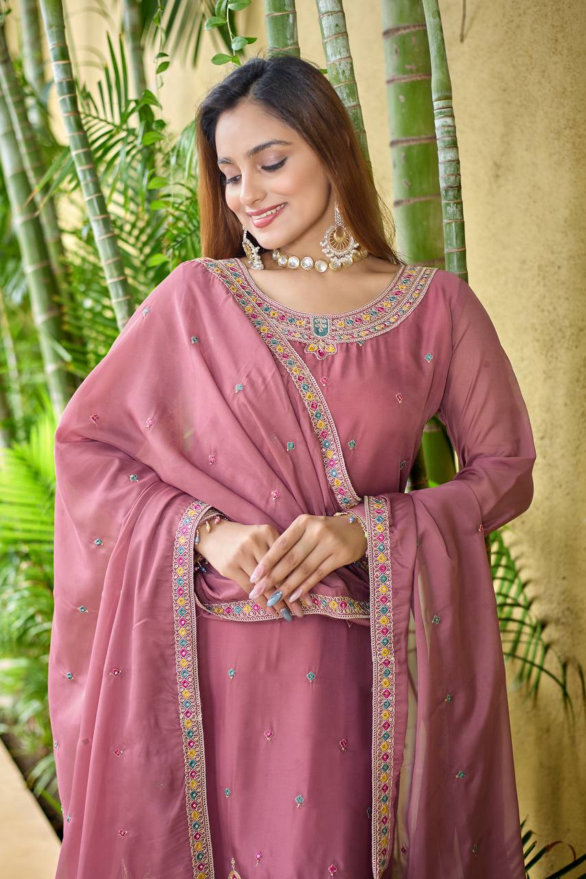 Ravishing Pink Organza Work Salwar Suit