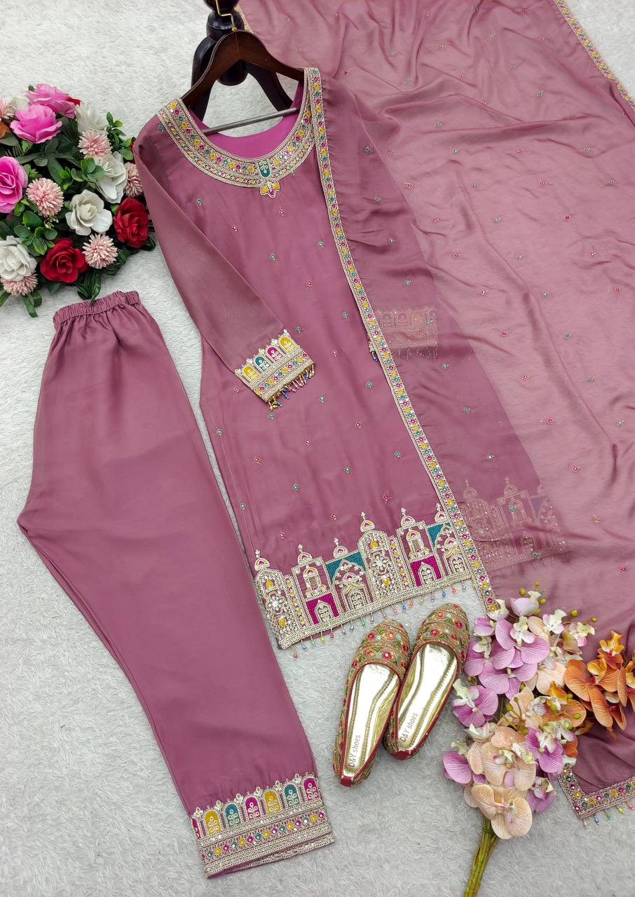 Ravishing Pink Organza Work Salwar Suit